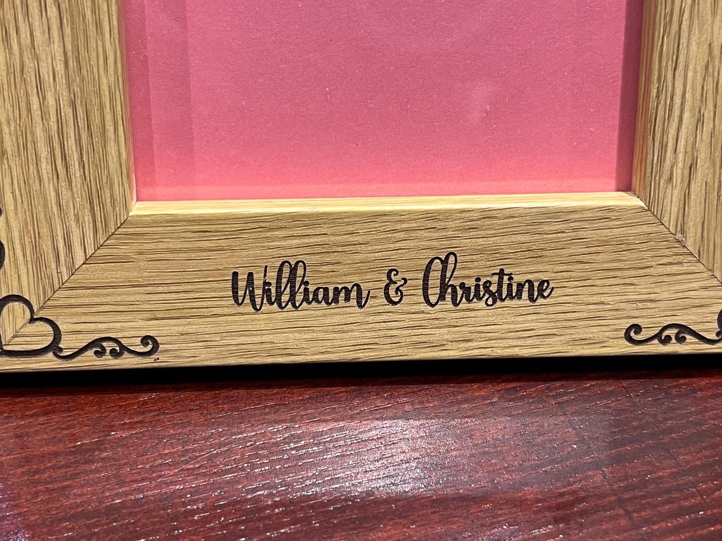 Couple, Anniversary ,etc I love you. PERSONALISED lovely oak effect engraved photo frame holds 6x4 photo. Any words.