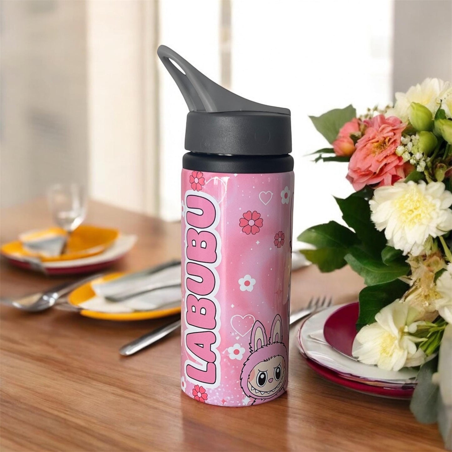 Labubu inspired water bottle | Labubu | girl and boy | aluminium water bottle | child’s water bottle