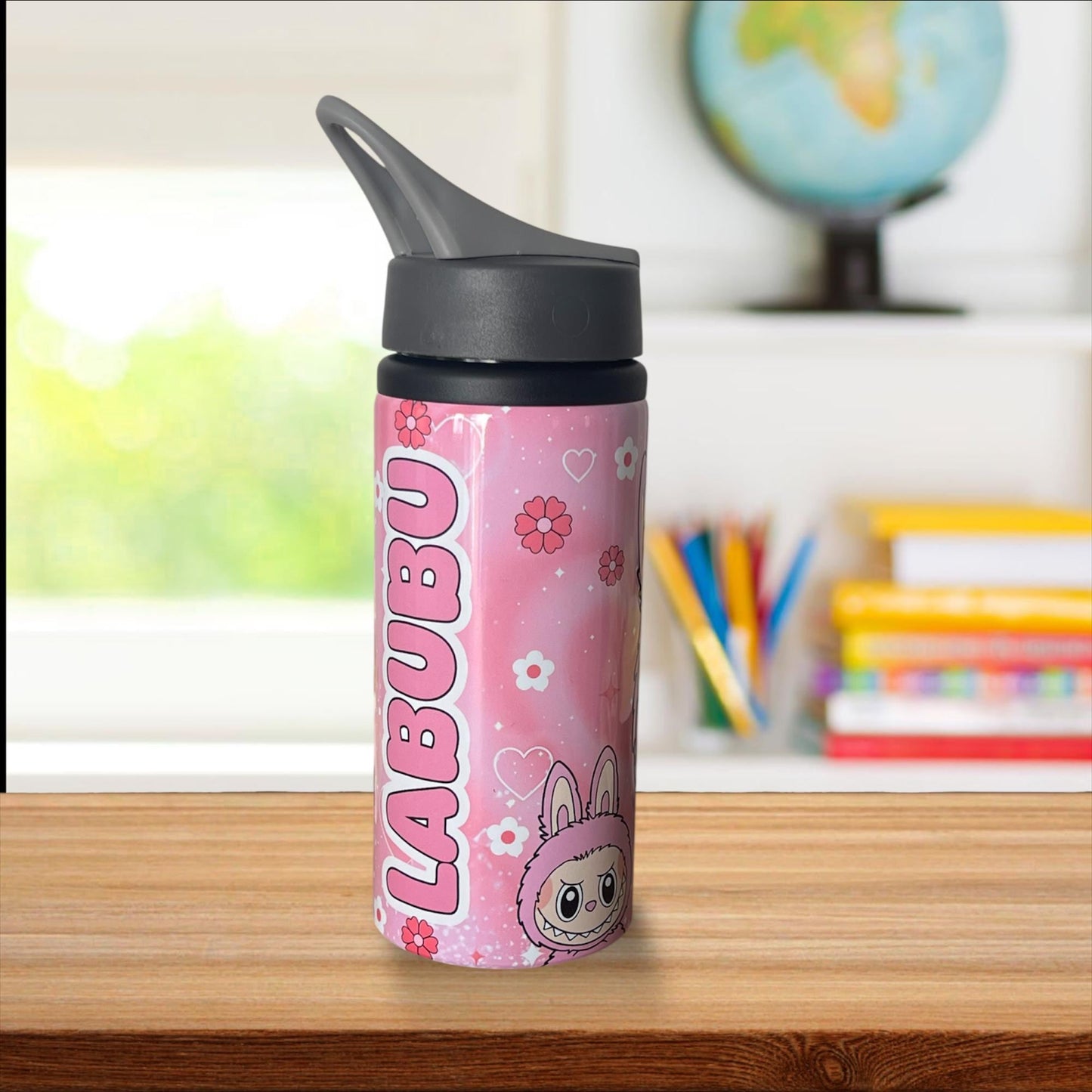 Labubu inspired water bottle | Labubu | girl and boy | aluminium water bottle | child’s water bottle