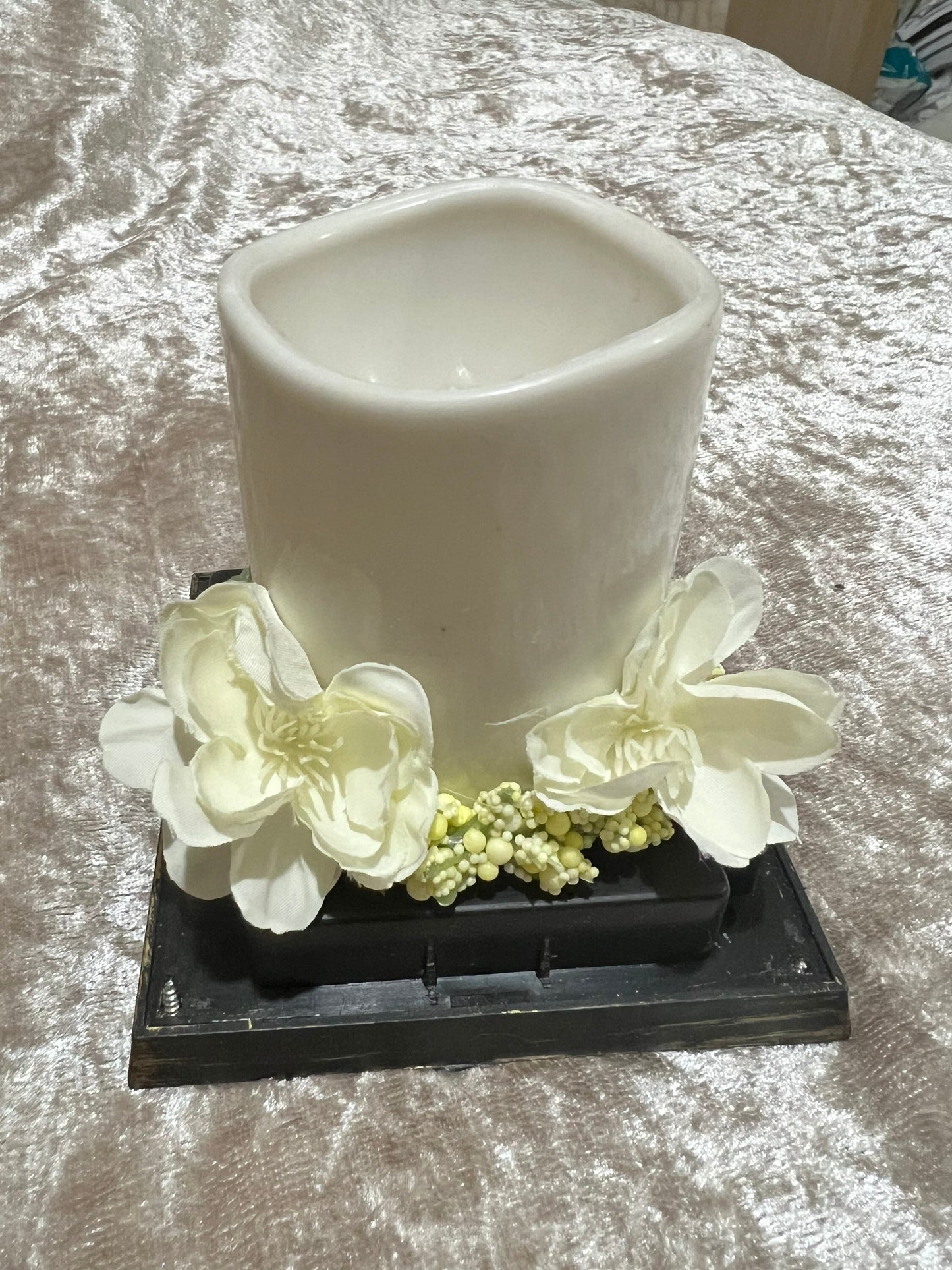 Floral Lantern Black with brushed gold for garden or home.
