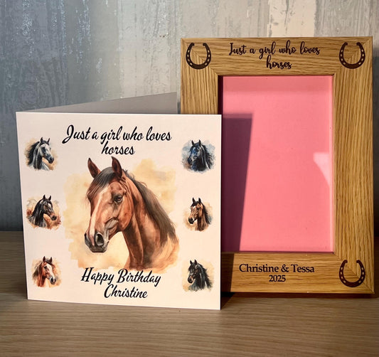Horse Birthday card personalised. 6x6 quality card . Perfect card for the equestrian. can be custom ‘ Thank you’ Congratulations’ any words