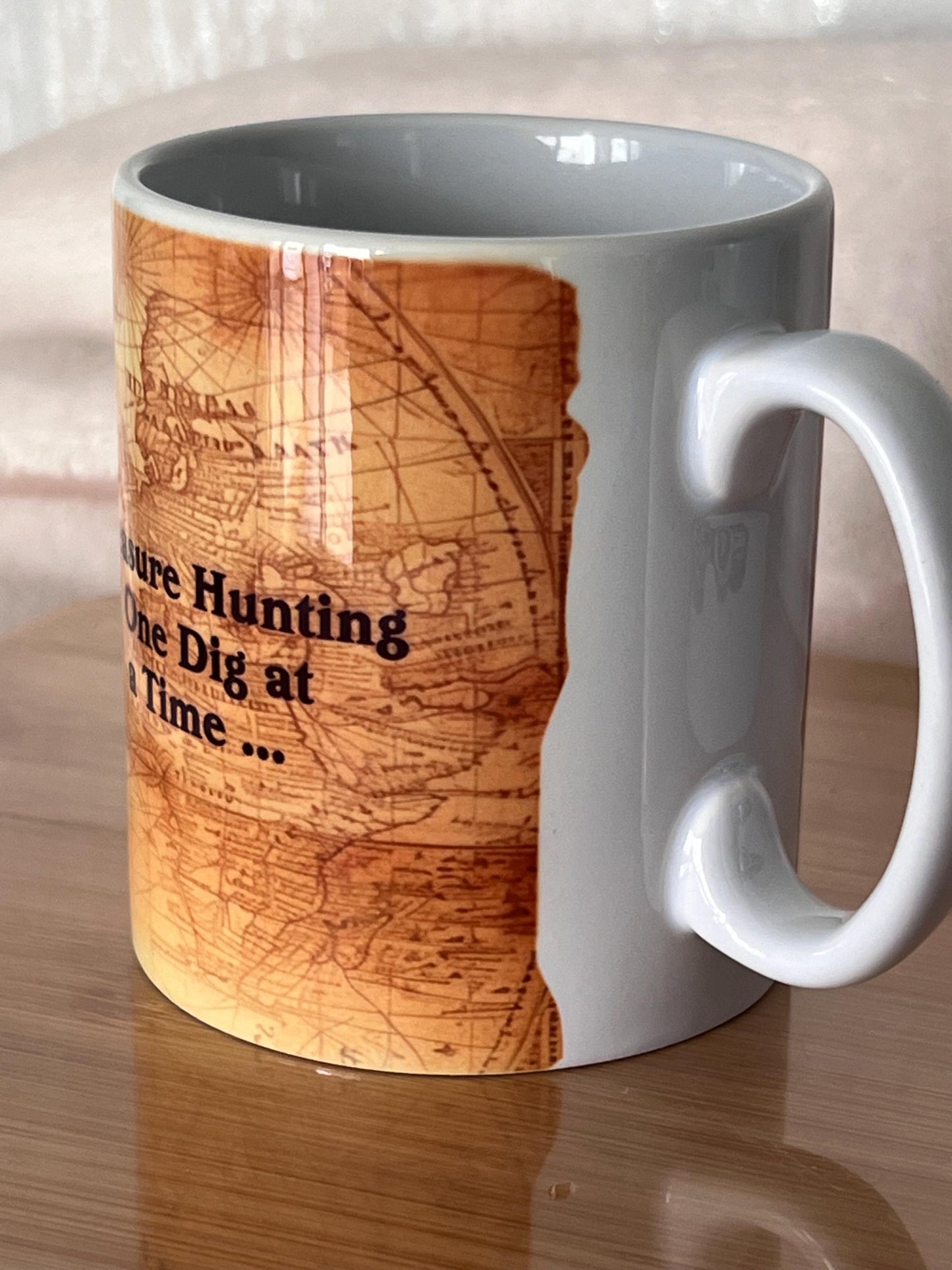 Personalised Metal Detecting cup, mug. 10oz our silhouette Metal detector, your Name.. Birthday gift. Metal detector- treasure map