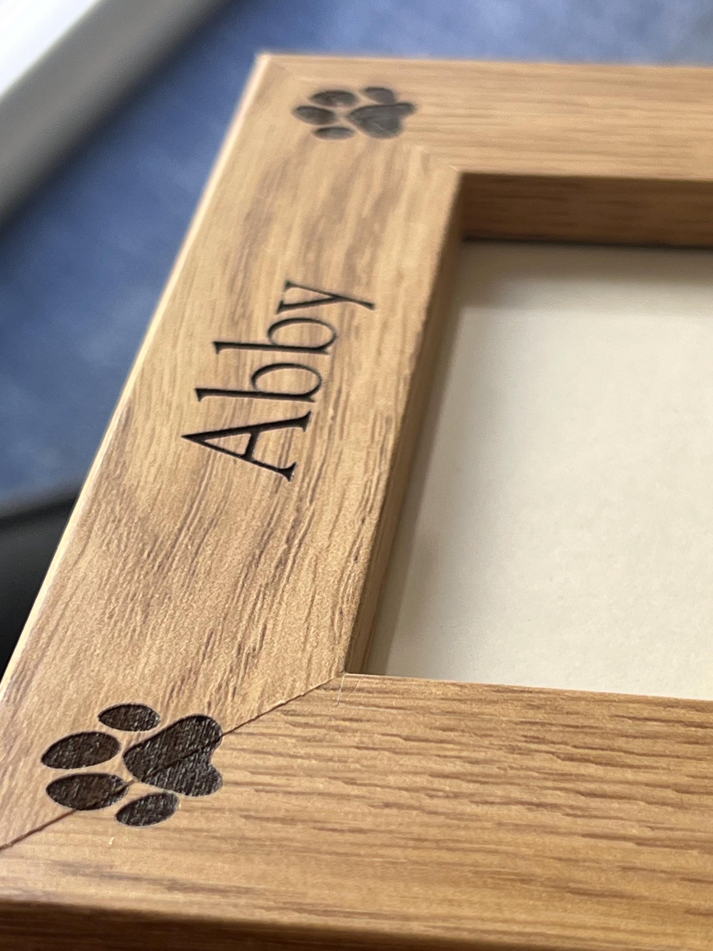 Dog or cat memorial photo frame. Personalised engraved oak effect memorial pet photo frame. Pet loss .Keepsake.