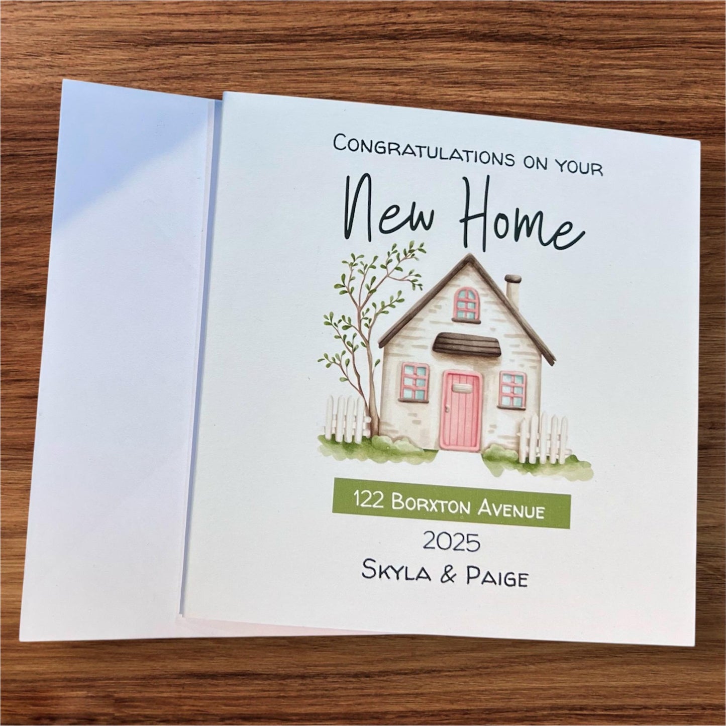 New home card. personalised card. 6x6inch. Moving house. House warming card. First home card optional personalised keyring.