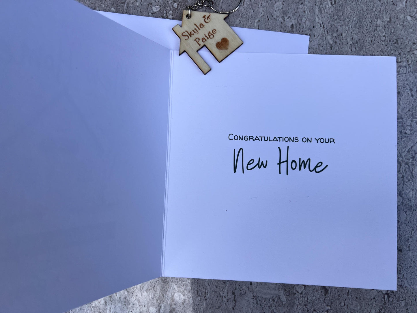 New home card. personalised card. 6x6inch. Moving house. House warming card. First home card optional personalised keyring.