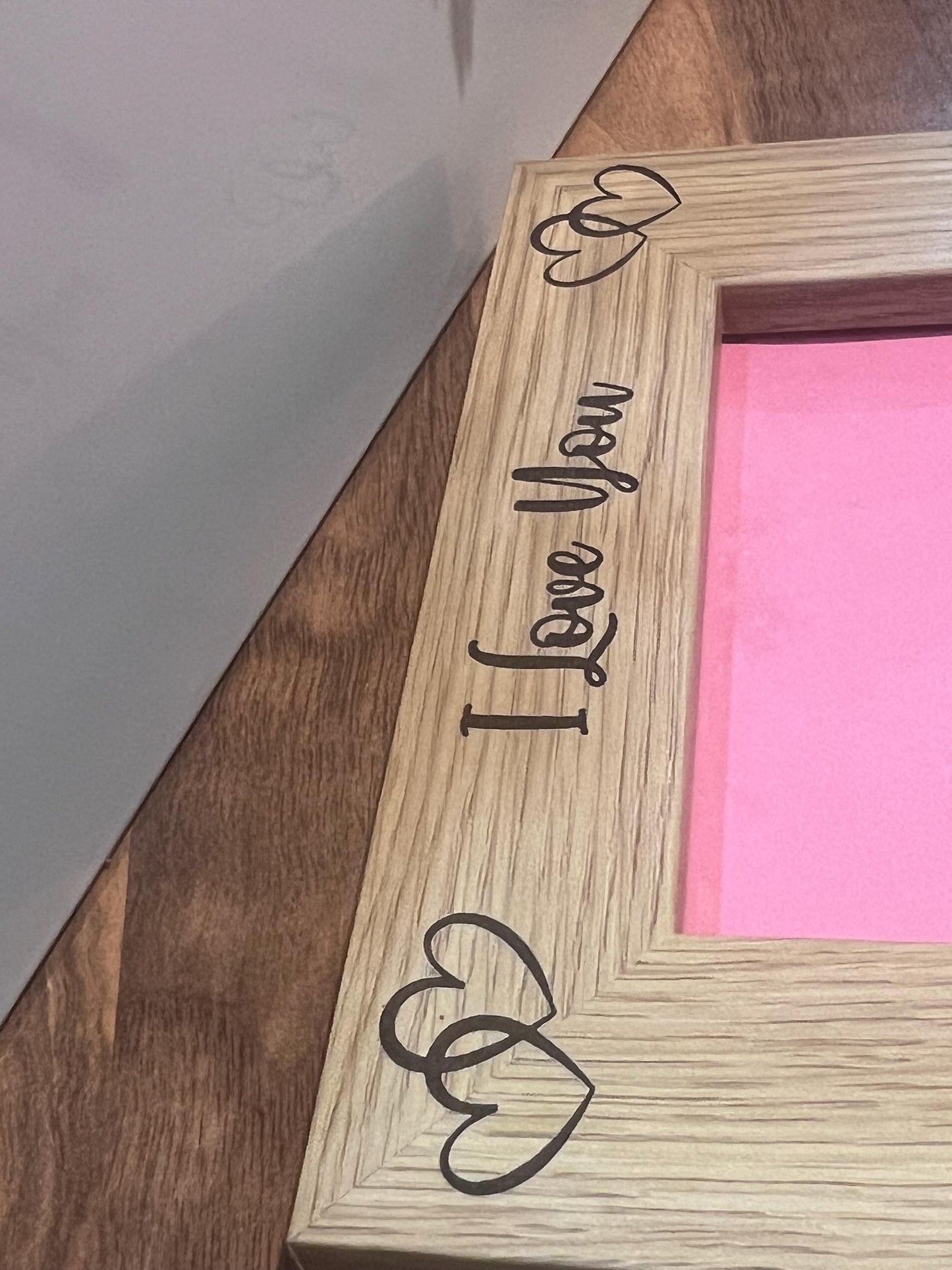 Couple, Anniversary ,etc I love you. PERSONALISED lovely oak effect engraved photo frame holds 6x4 photo. Any words.