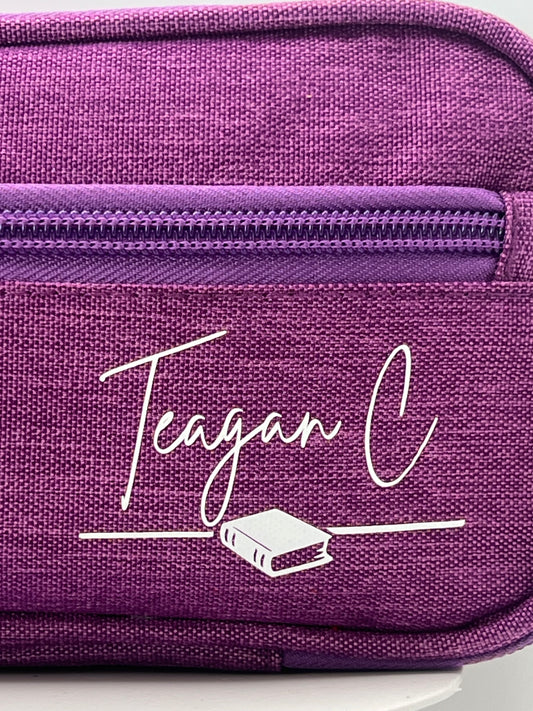 Personalised Pencil Case | Multi-Zip Organiser with Name & Image | School, Uni & Office