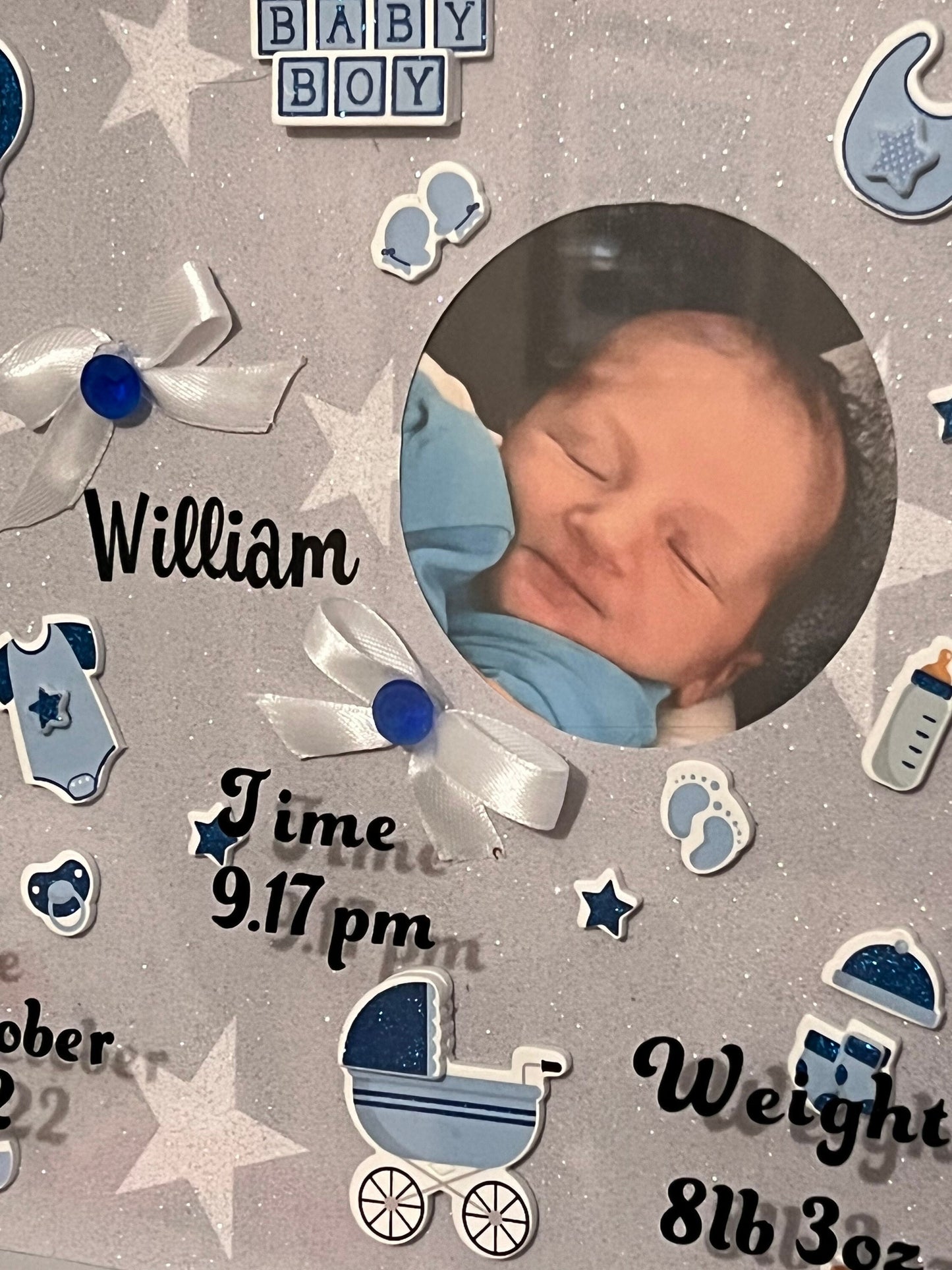 Personalised baby Boys birth memory box frame with photo. Christening gift,New baby gift. Nursery, Baby gift, baby birth details,Announcment