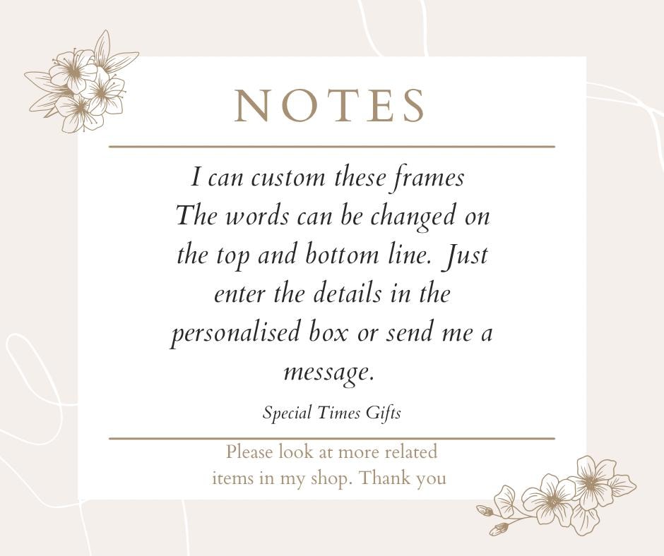 Personalised memorial photo frame. Engraved Mum , Dad, ANY Name or Words …holds 6x4 photo of your loved one. Oak effect.