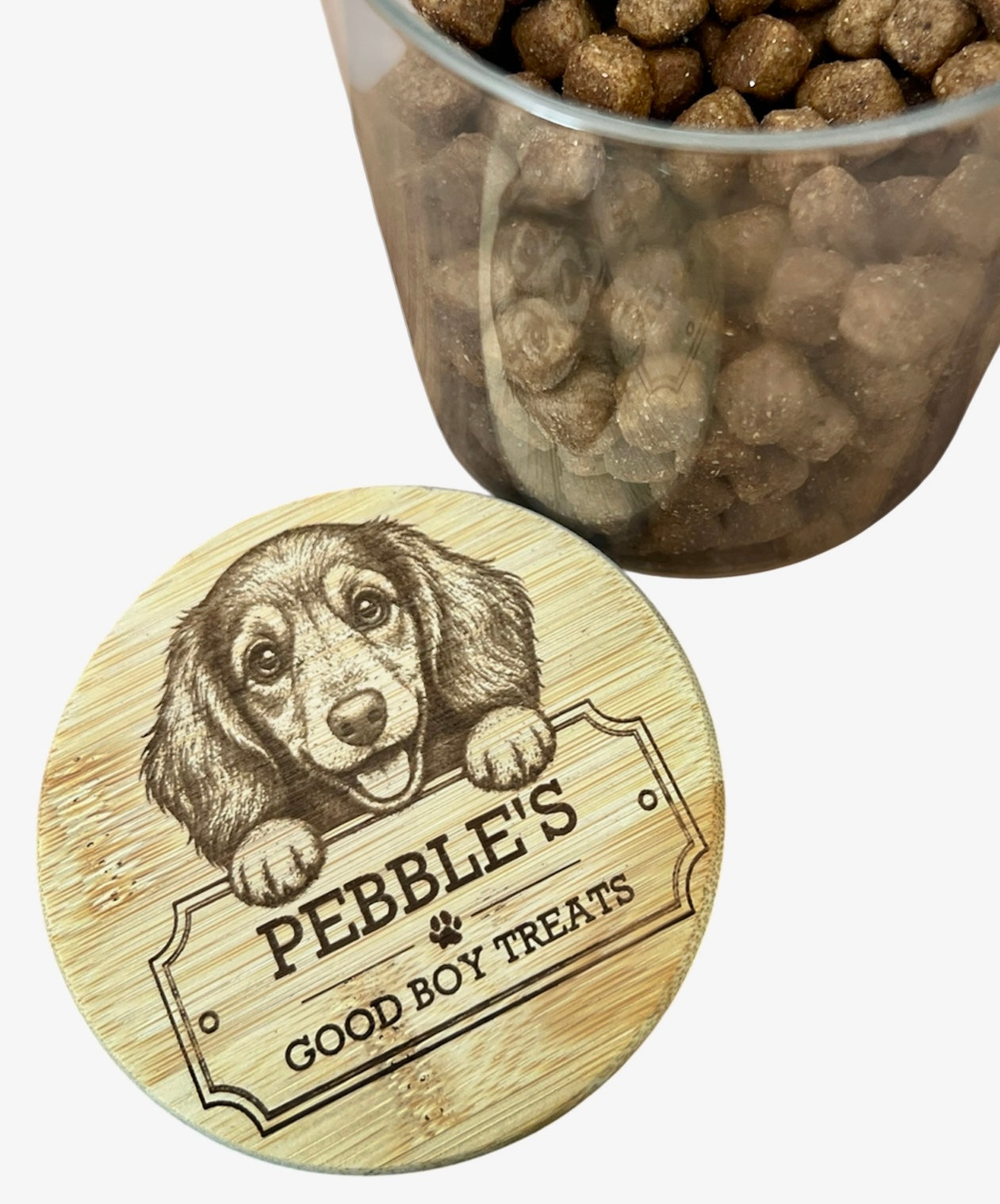 Personalised Dachshund Treats Jar | Sausage Dog Gift | Engraved Bamboo Lid