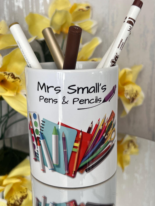 Teacher Gift. Personalised Teacher pens and pencils pot holder. Choice of both sides School pen pot. End of term gift. Appreciation