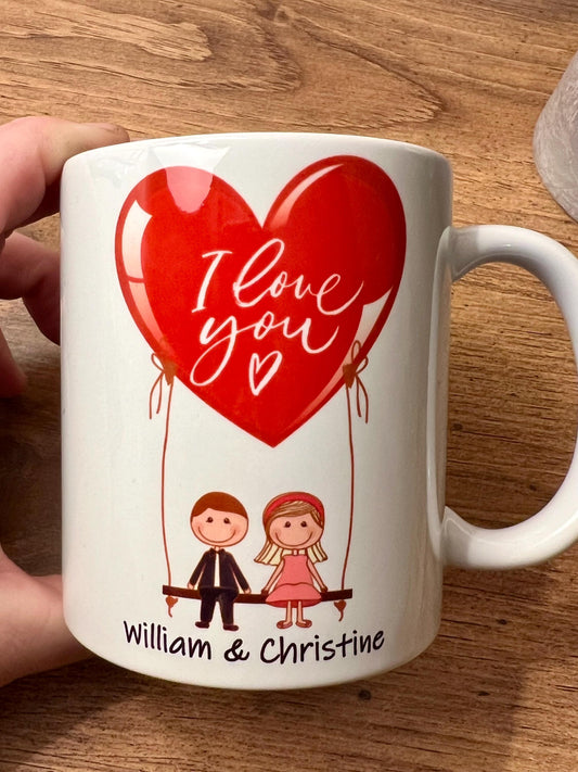 Cute romantic personalised love you mug. Couple , Anniversary just to say I love you. gift girlfriend , boyfriend, wife, etc Birthday gift