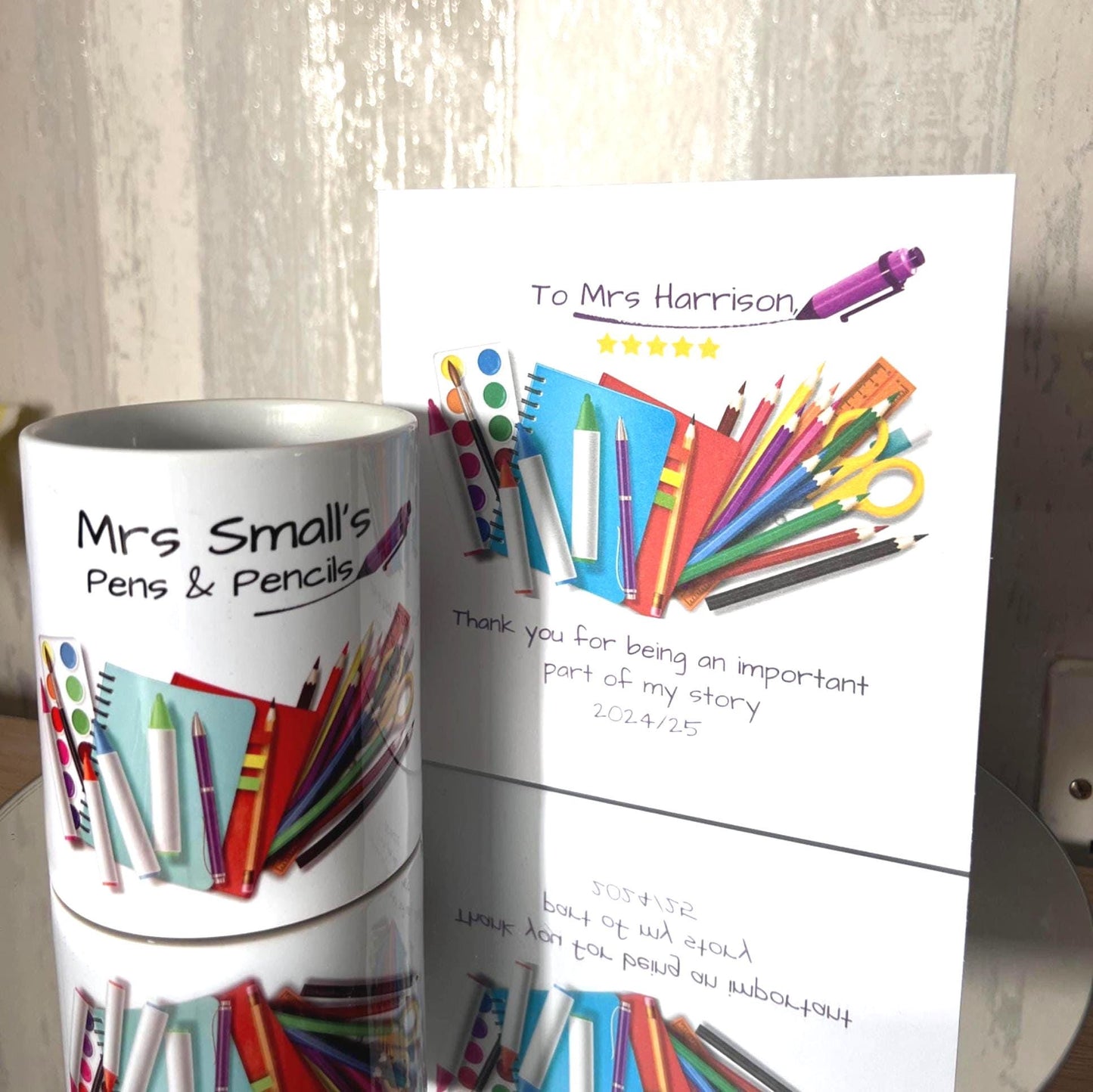 Teacher Gift. Personalised Teacher pens and pencils pot holder. Choice of both sides School pen pot. End of term gift. Appreciation