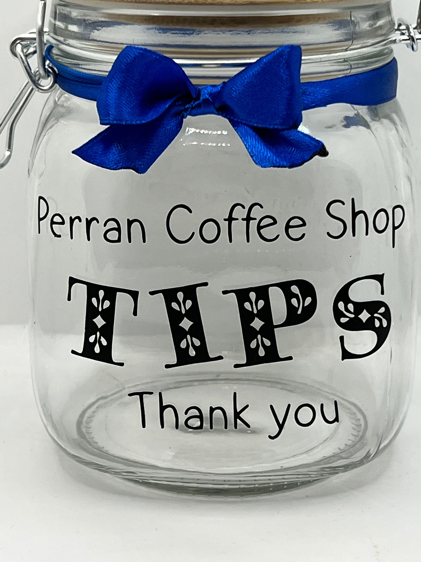 Personalised Tips jar Money Box . Savings jar . Business tips jar , hairdressers, cafes etc. 2 sizes ….Money jar, coins and notes.
