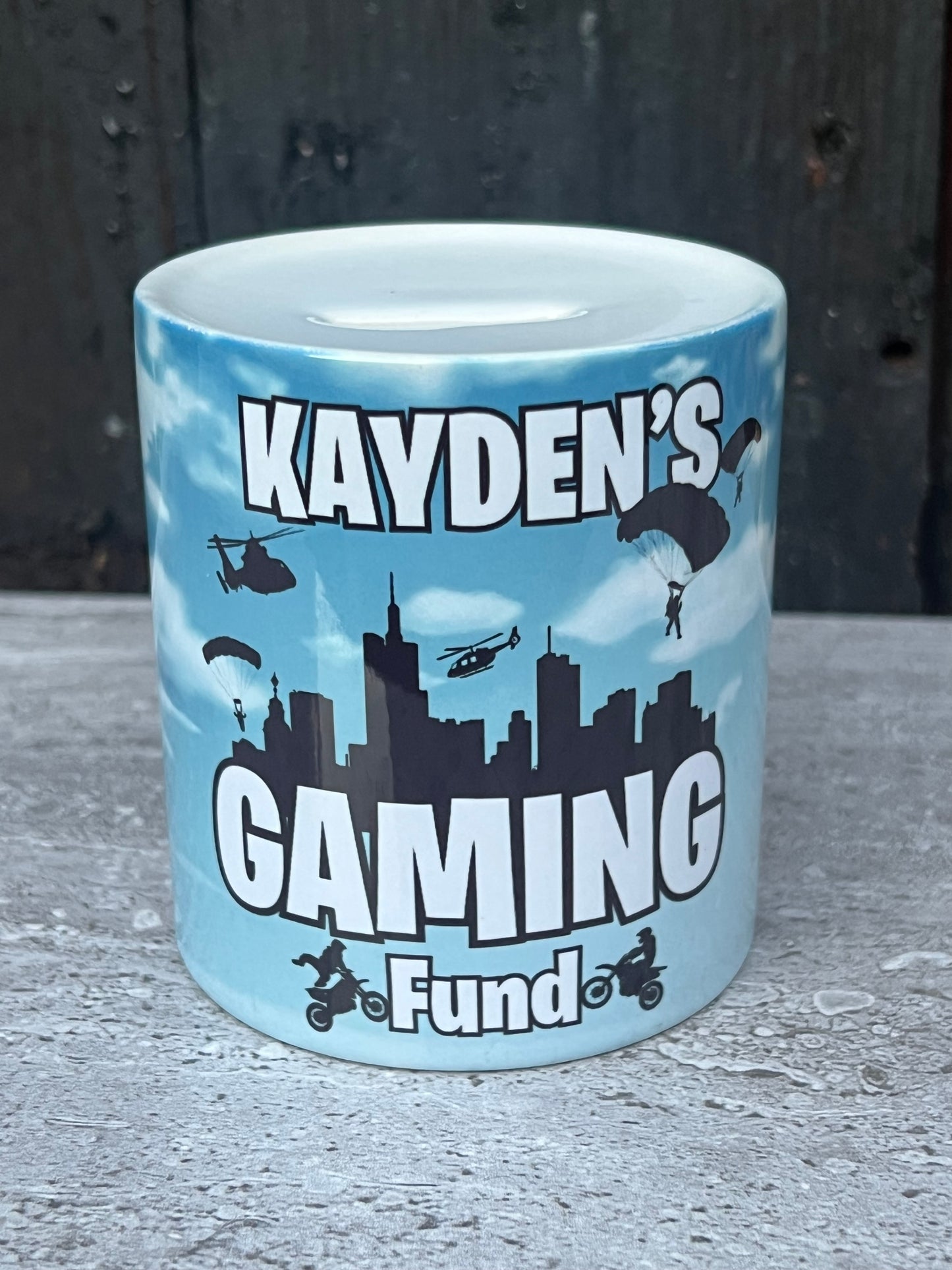 Gaming fund Ceramic Money Jar for Coins and Notes - 9.3cm High x 8.2cm Diameter - Piggy, Decor Gift Great stocking filler.