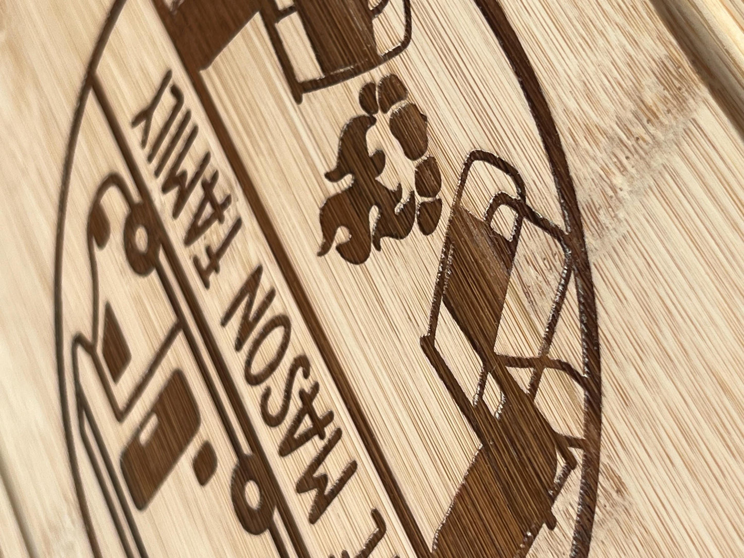 Personalised Motorhome engraved chopping board. Motorhome cutting board. Tourer or Tent design. Any name added.