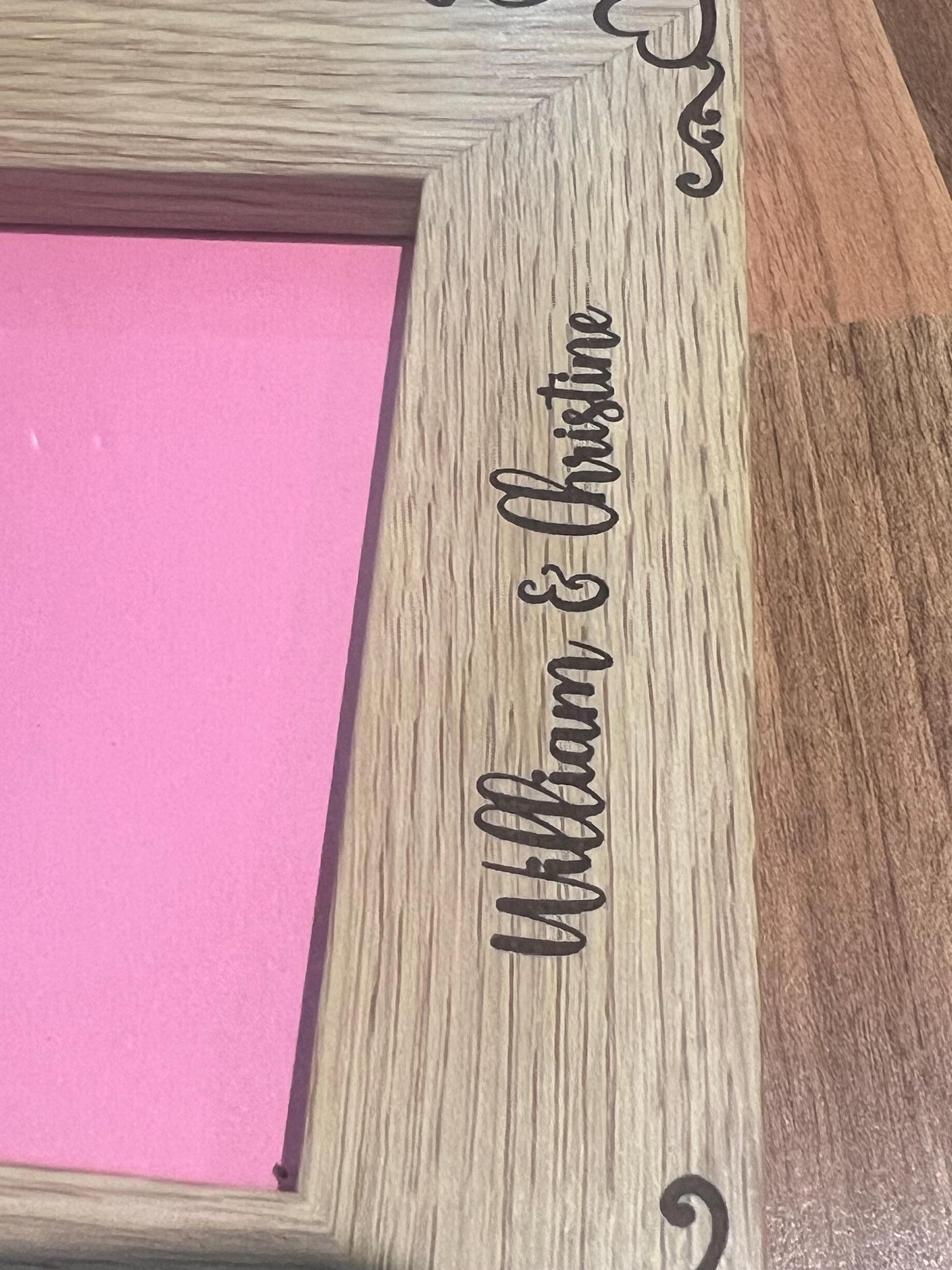 Couple, Anniversary ,etc I love you. PERSONALISED lovely oak effect engraved photo frame holds 6x4 photo. Any words.
