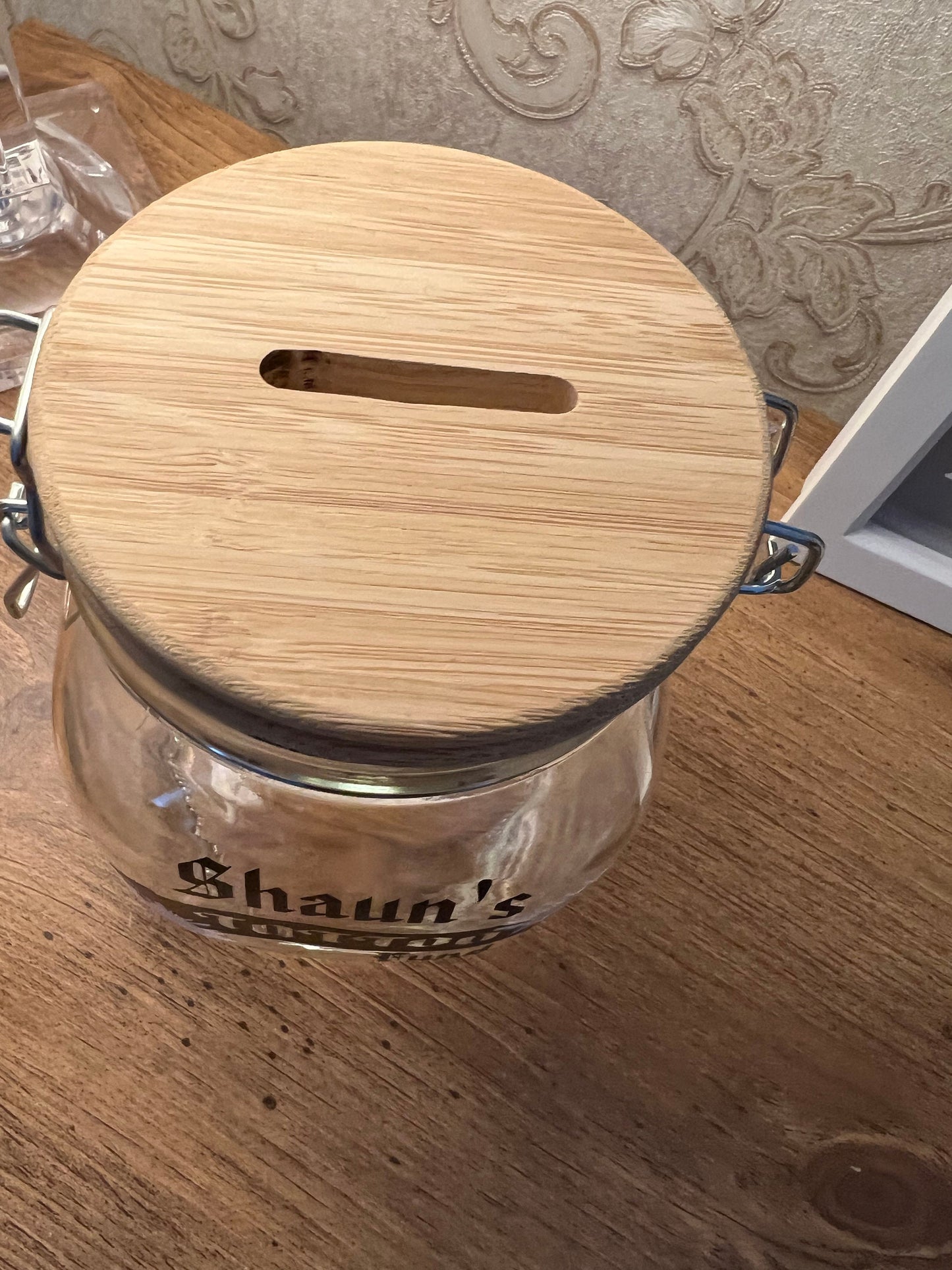 Personalised Tattoo glass money jar. Savings jar. 2 sizes ….Money jar, coins and notes.