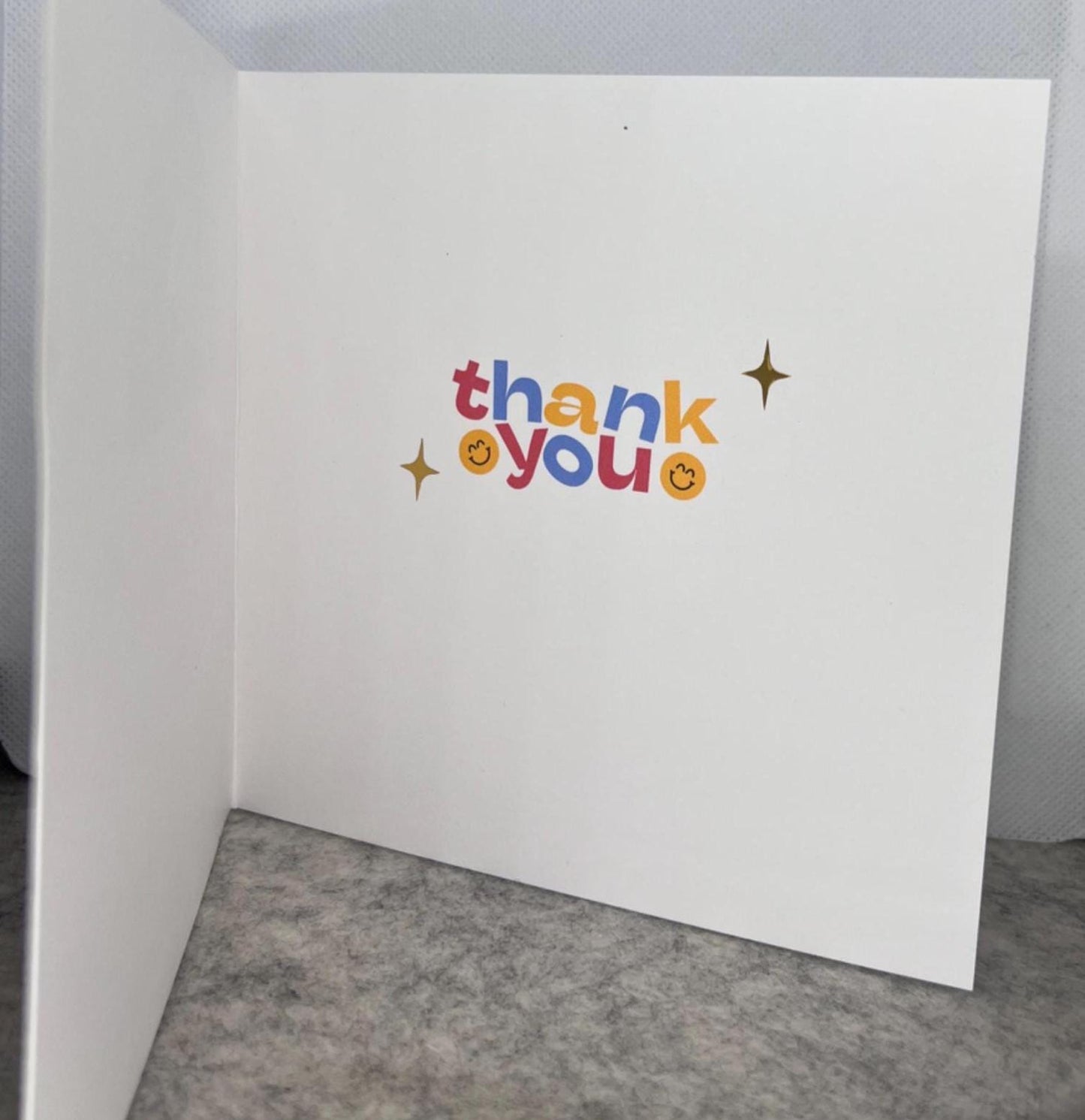 Teacher thank you card. Teacher end of year card. personalised with teachers name. 6x6 inch quality card and white envelope