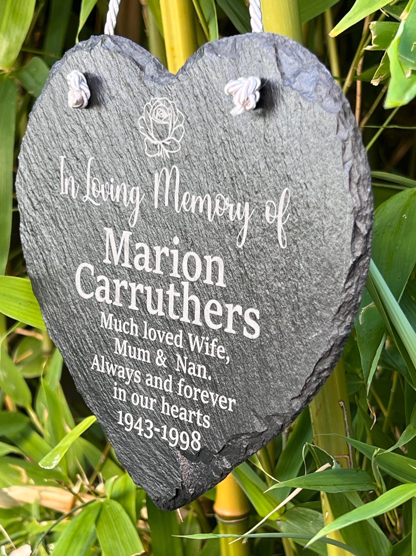 Personalised engraved memorial heart slate 15cm. remembrance. custom made. In loving memory. Grave or home-Slate Heart-Plaque-custom made.