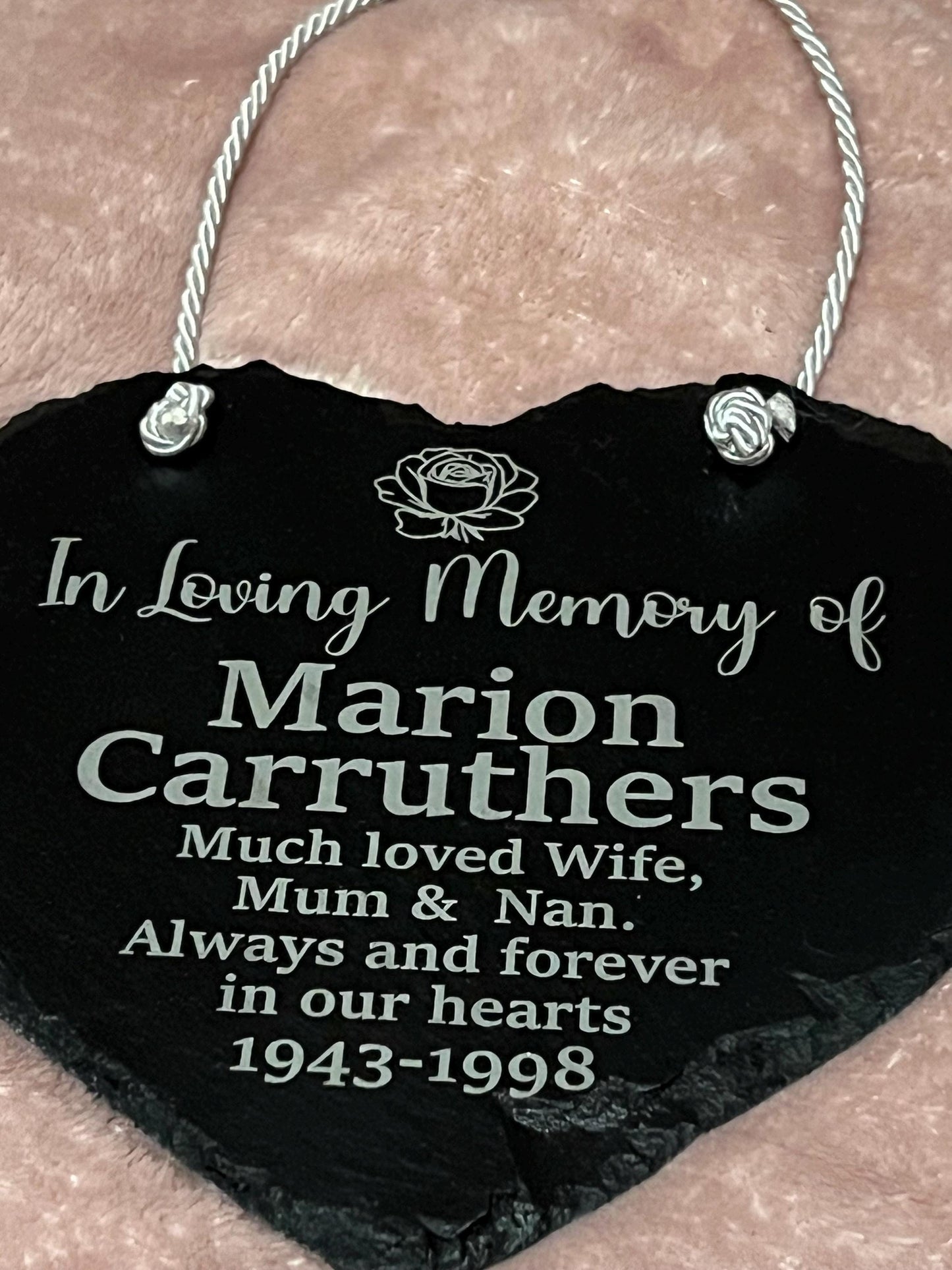 Personalised engraved memorial heart slate 15cm. remembrance. custom made. In loving memory. Grave or home-Slate Heart-Plaque-custom made.