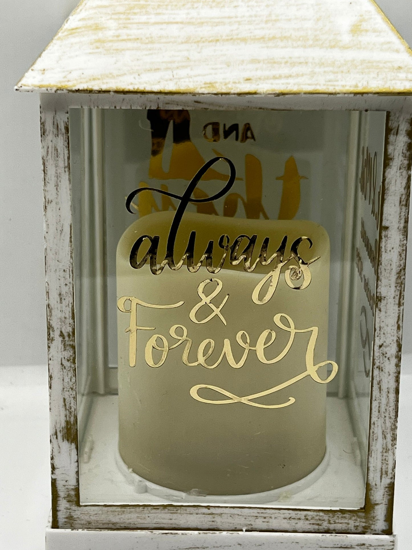 Personalised Wedding lantern. , Anniversary, led candle. Brushed gold. Wedding gift. Keep sake. Name and dates or any personalised words