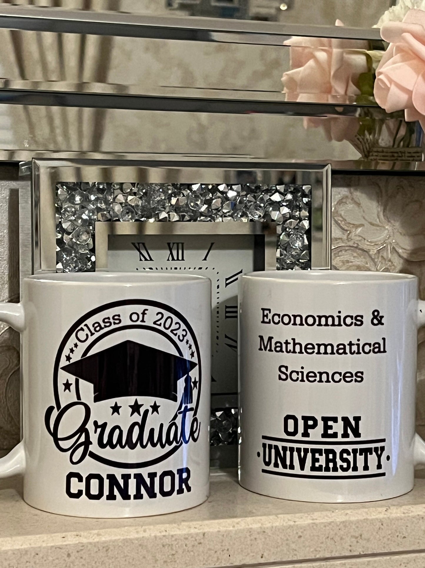 Personalised graduate class of 2023 mug 11oz. With name university and degree. Perfect keepsake. Graduation gift.