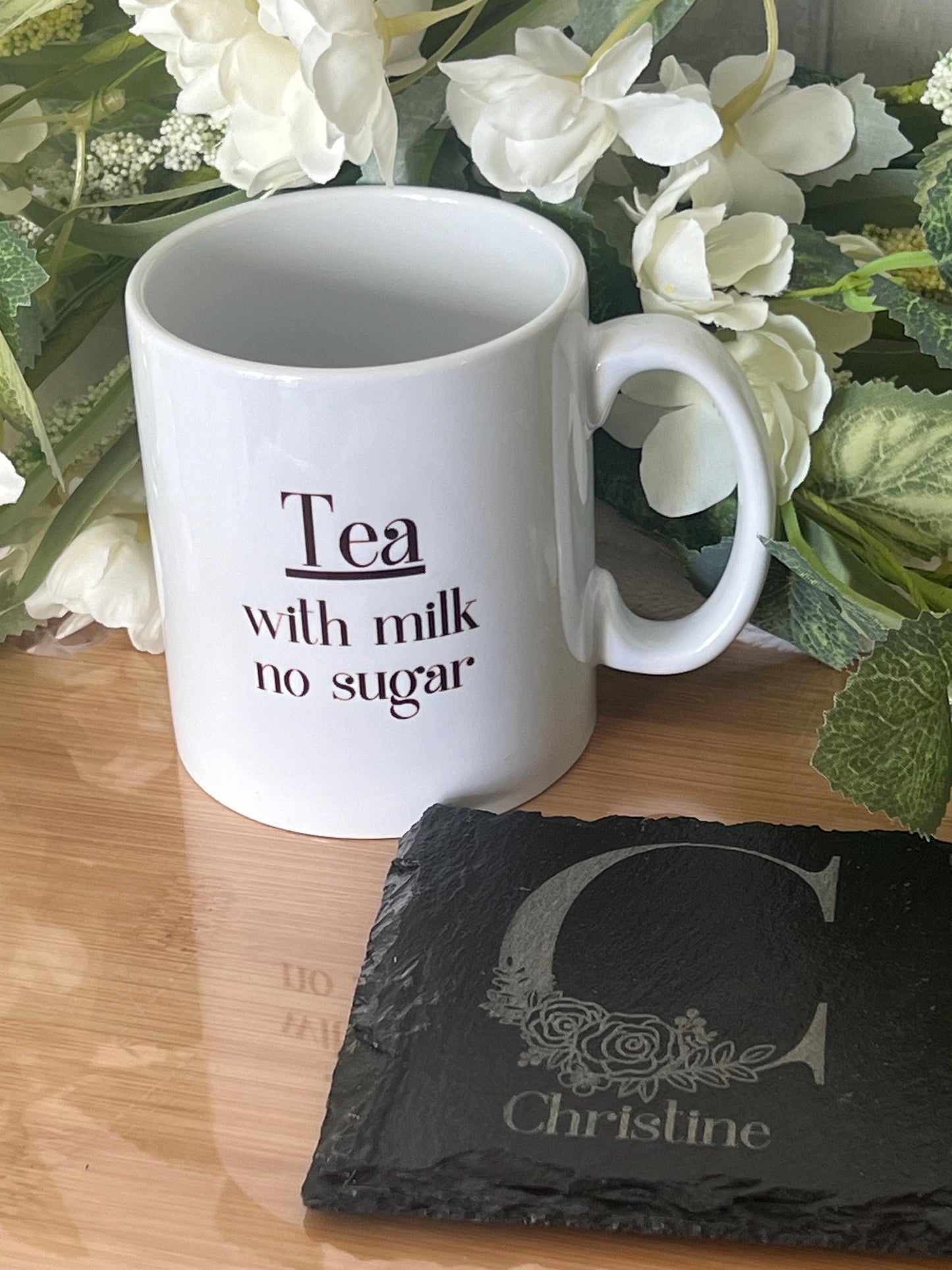 initial mug. Name mug. personalised mug 11oz with initial and name and your drink order on the back customised. ideal for office work mug.
