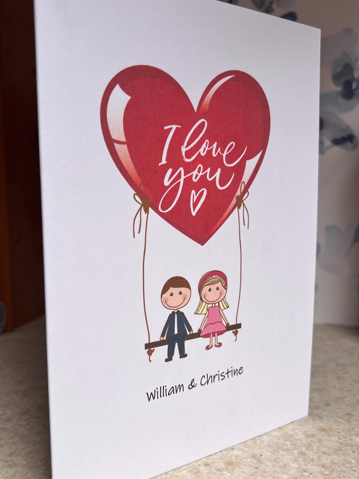 Custom I love you card A5 21cm x14.8cm. Personalised. Cute romantic. Anniversey etc Partner, boyfriend , girlfriend, wife, husband