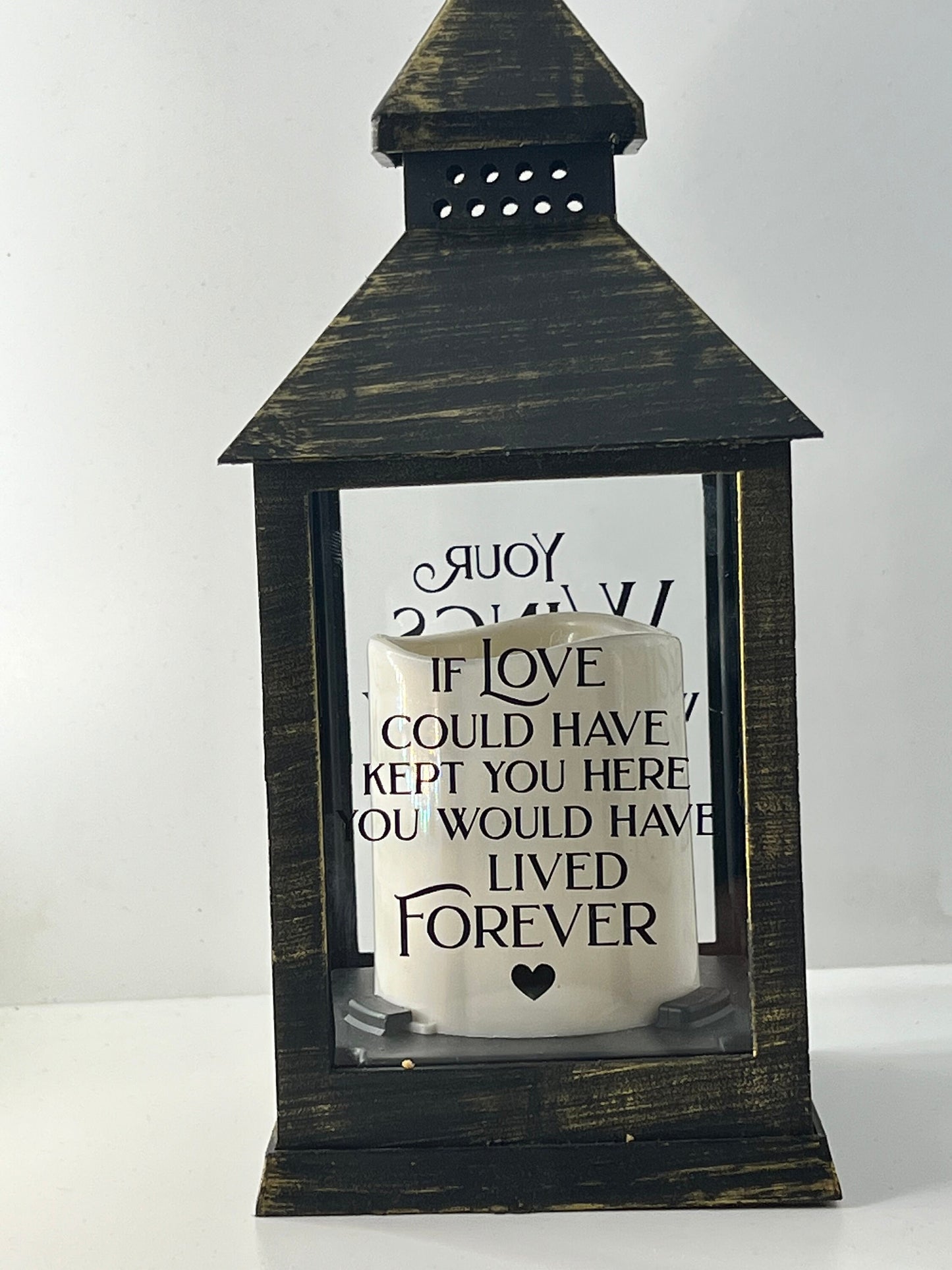 Personalised Memorial Lantern with choice of Verse. Interior and Exterior use. Graveside memorial lantern.