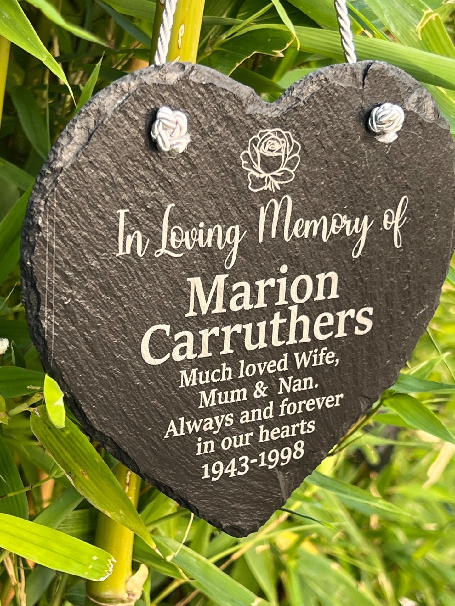 Personalised engraved memorial heart slate 15cm. remembrance. custom made. In loving memory. Grave or home-Slate Heart-Plaque-custom made.