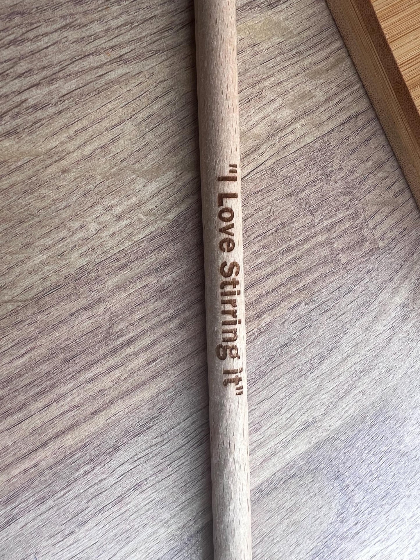 Personalised engraved wooden spoon. Great gift for that special chef or baker. Laser Engraved both sides with message.