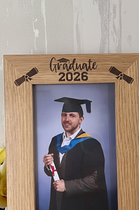 Personalised Graduation 2026 Photo Frame - Oak Effect 6x4