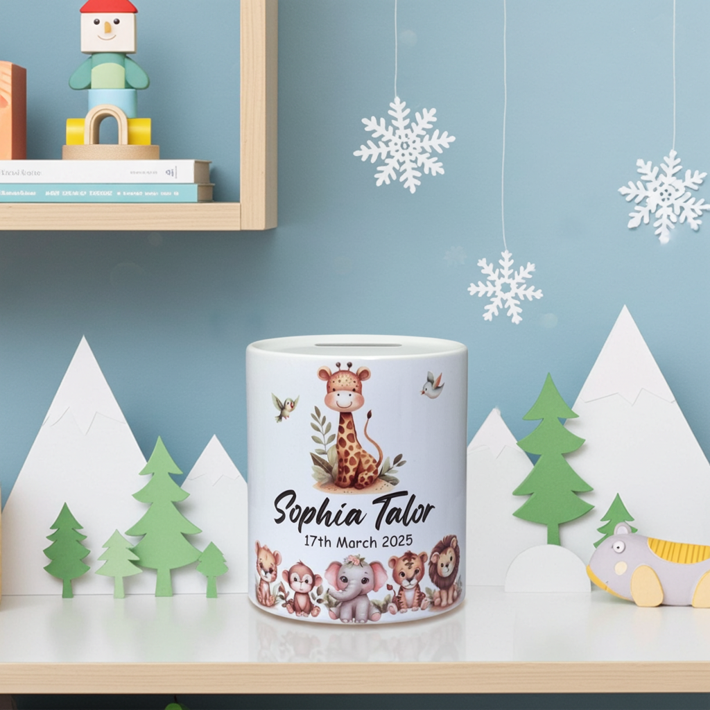 Adorable Personalised Baby Money Box - Cute Animal Design | Perfect Keepsake Gift