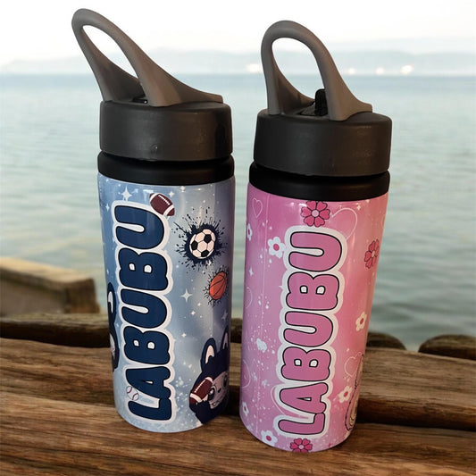 Labubu inspired water bottle | Labubu | girl and boy | aluminium water bottle | child’s water bottle