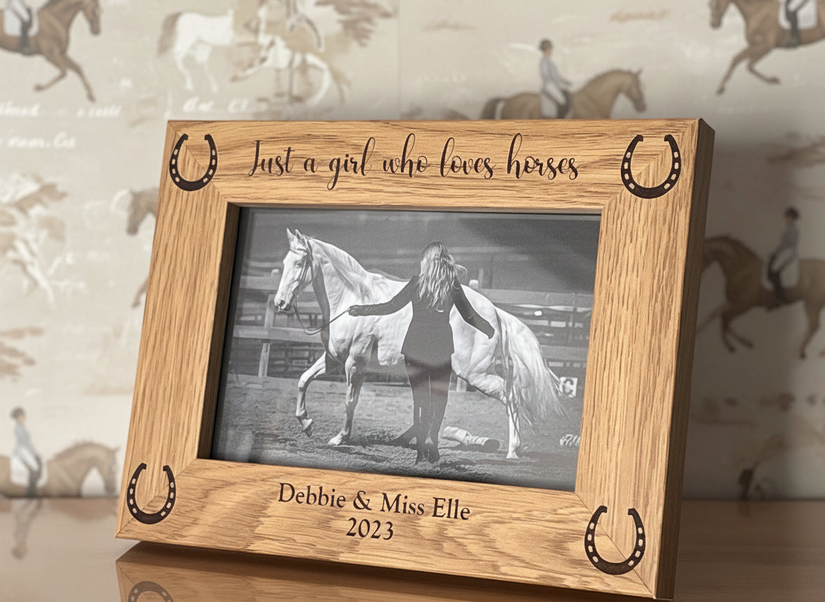Personalised Horse & Rider Photo Frame | 6×4 or 5×7 | Equestrian Keepsake