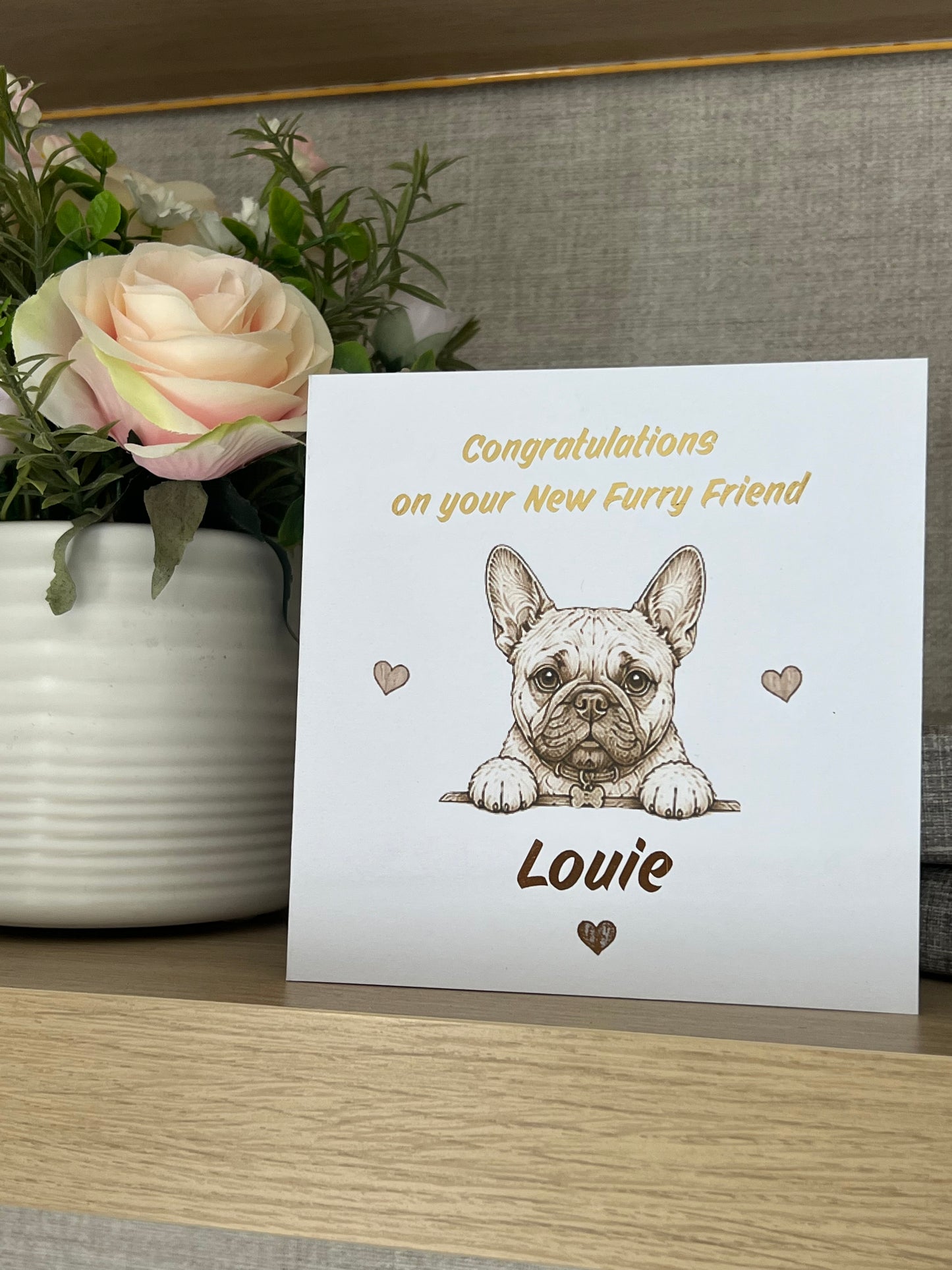 Personalised New Dog Puppy Card | Custom Breed Gold Pink Foil Congratulations