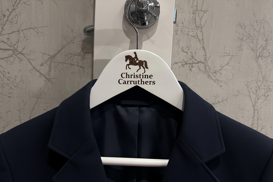 Personalised show engraved horse riding coat hanger-perfect for kit or shows showjumping-eventing-dressage or showing outfits. Equestrian-