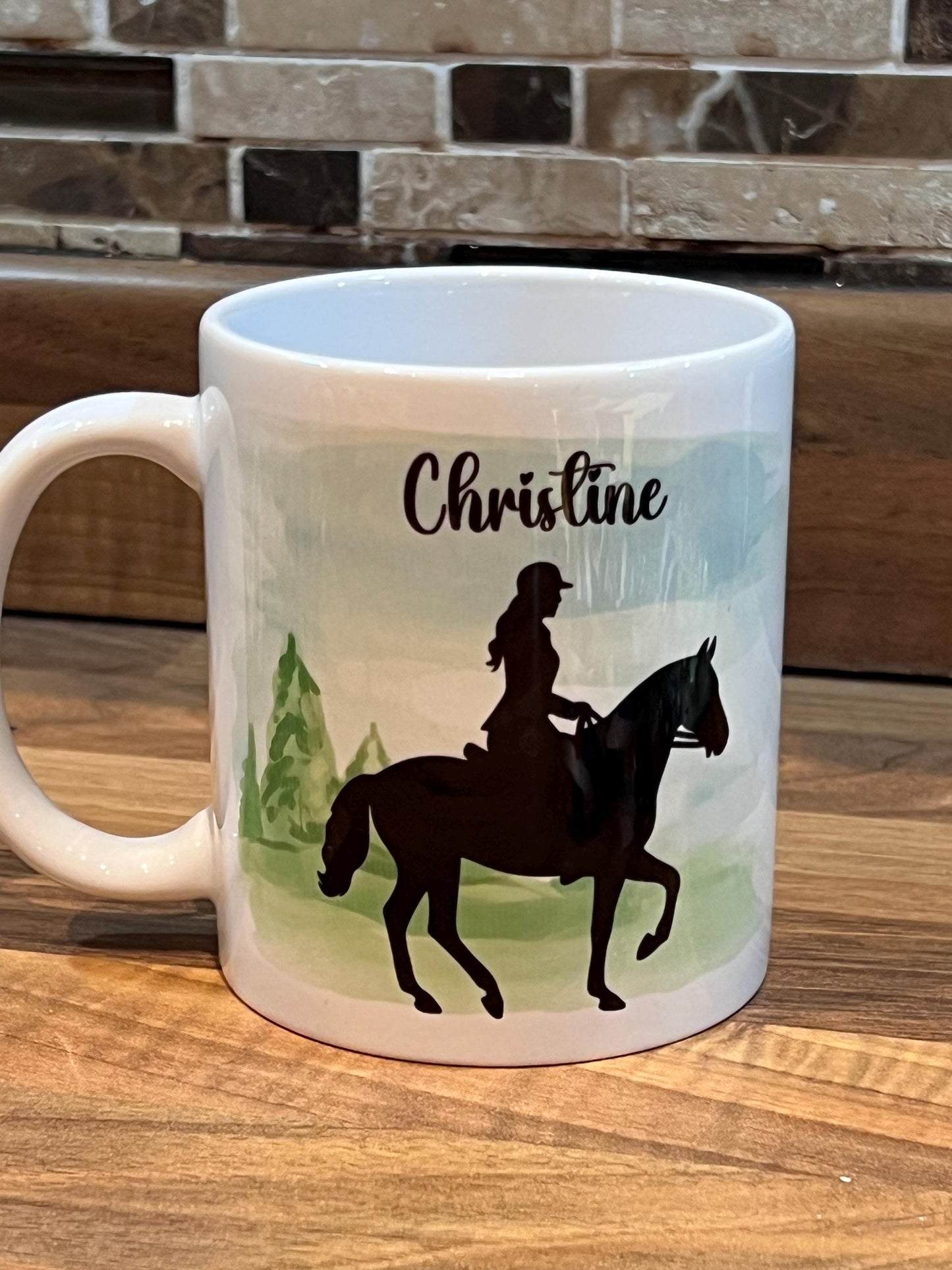 Personalised horse rider mug. 11oz  silhouette horse rider, horse riding,  show jumper, equestrian , Birthday gift Tea-coffee