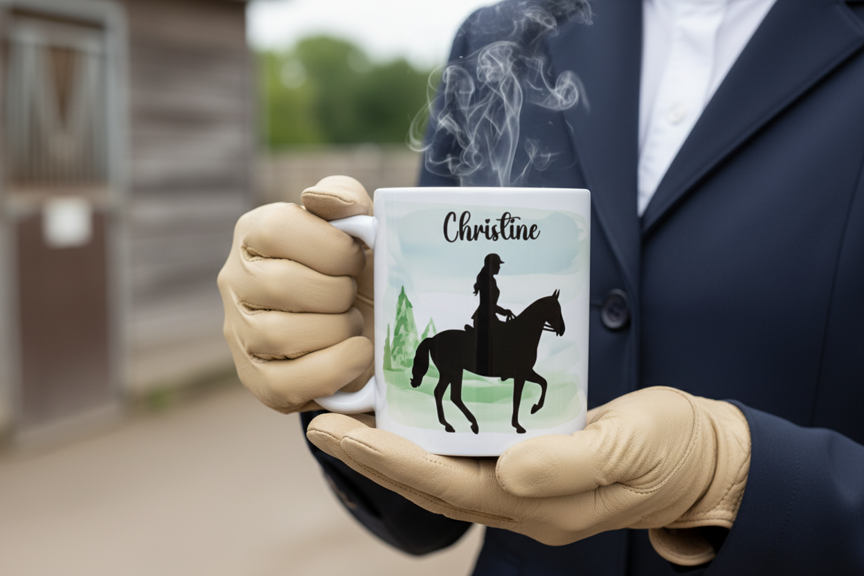 Personalised horse rider mug. 11oz  silhouette horse rider, horse riding,  show jumper, equestrian , Birthday gift Tea-coffee