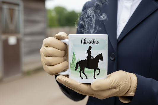 Personalised horse rider mug. 11oz  silhouette horse rider, horse riding,  show jumper, equestrian , Birthday gift Tea-coffee