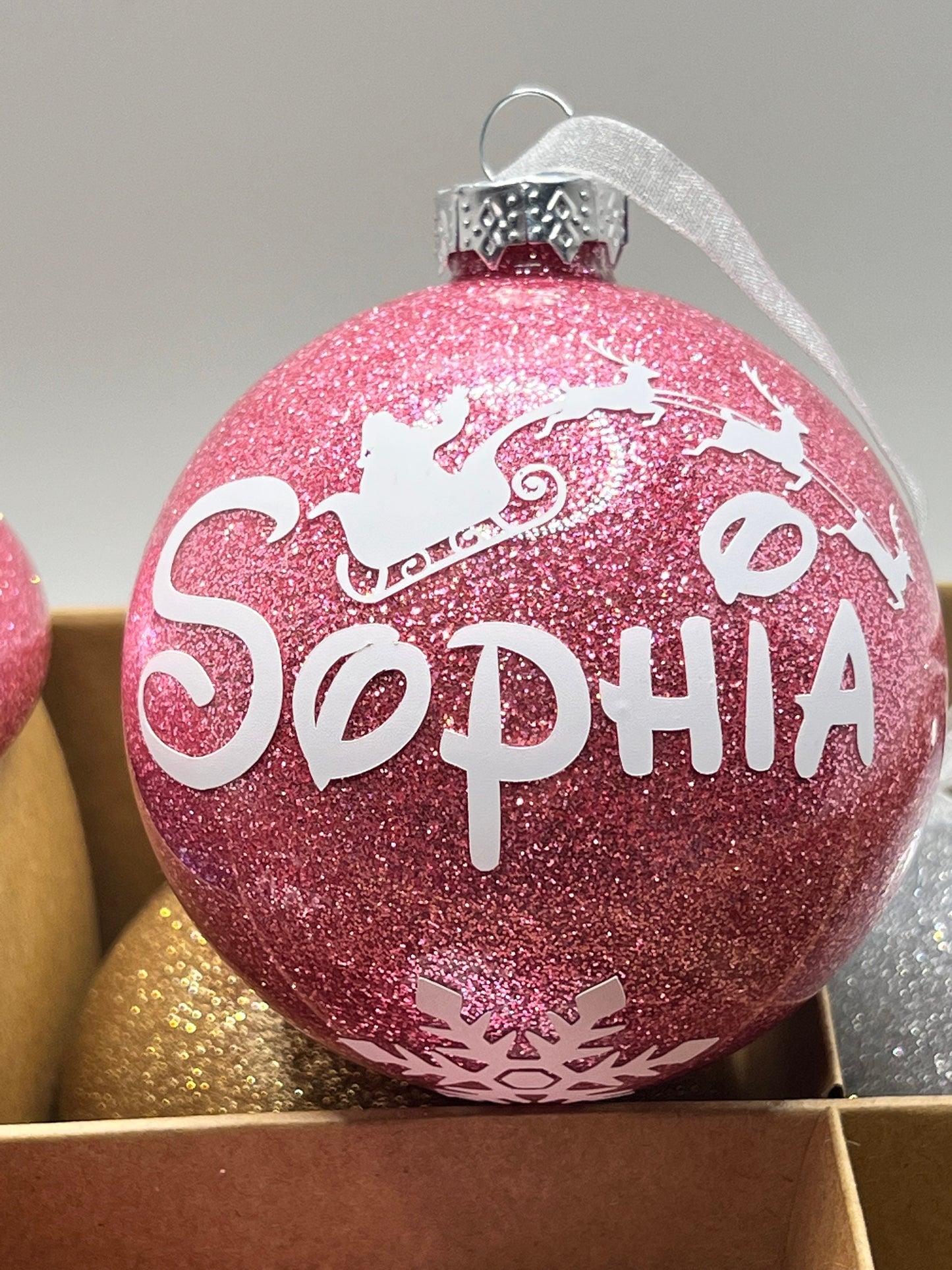 Personalised glitter bauble, Keepsake, name  bauble, Santa bauble, Christmas bauble.