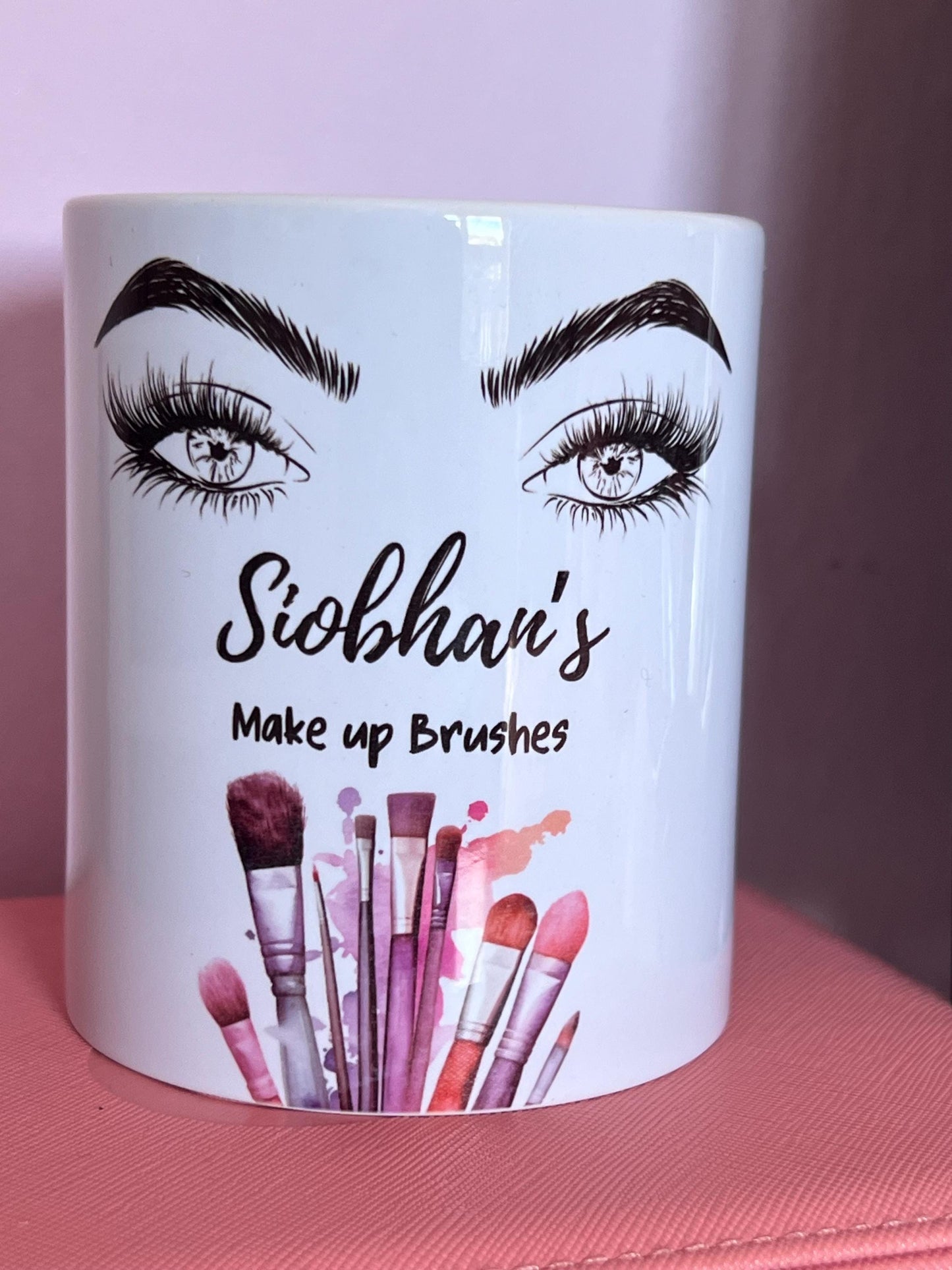 Personalised makeup brush holder, Makeup pot, Makeup brush organiser. great accessories to dressing table. Birthday gift. Eyelashes.