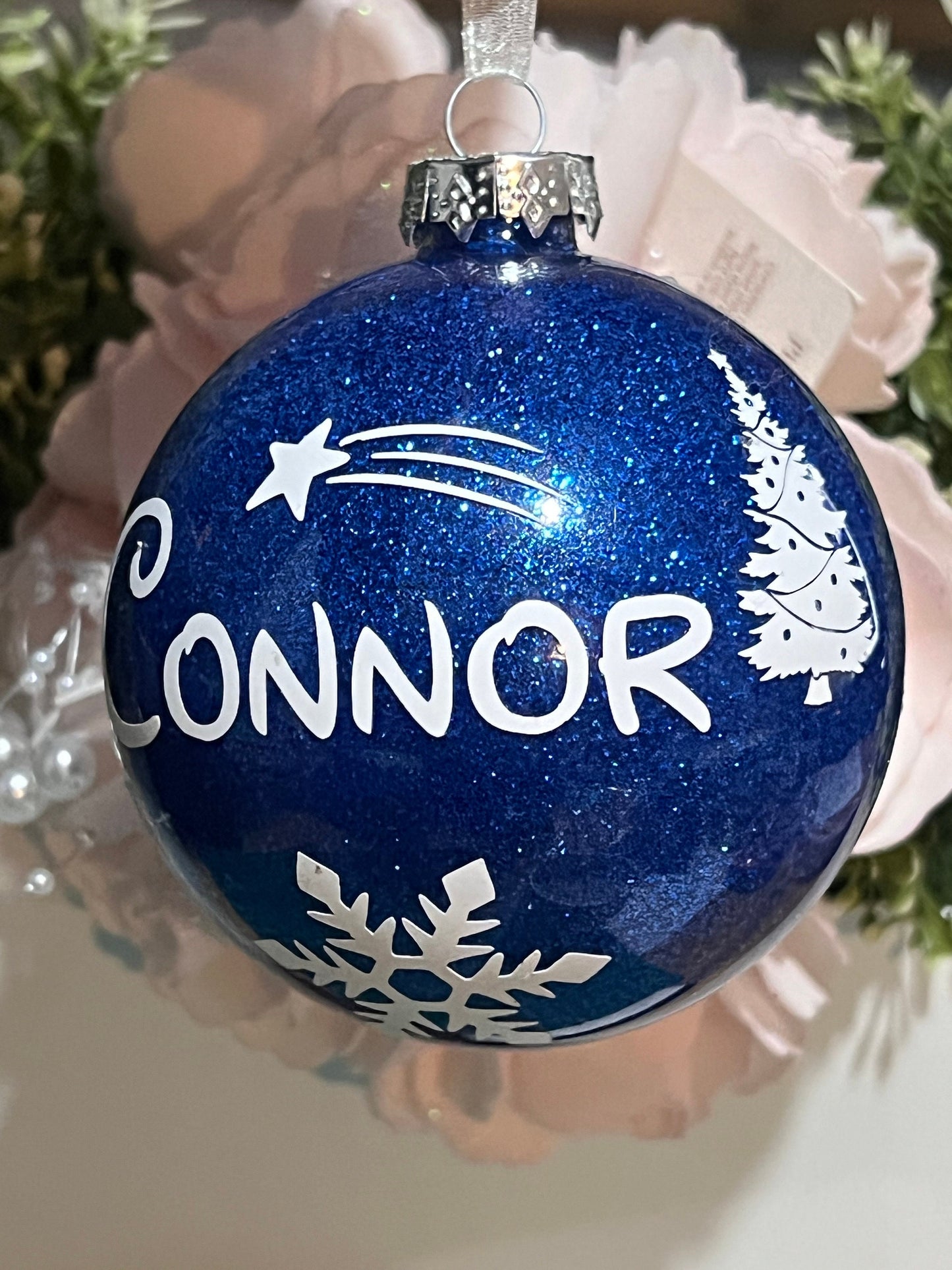 Personalised glitter bauble, Keepsake, name  bauble, Santa bauble, Christmas bauble.