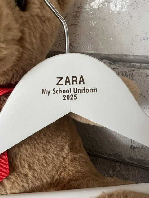 Personalised Children's Engraved Wooden School Hangers | Weekday Uniform Organiser