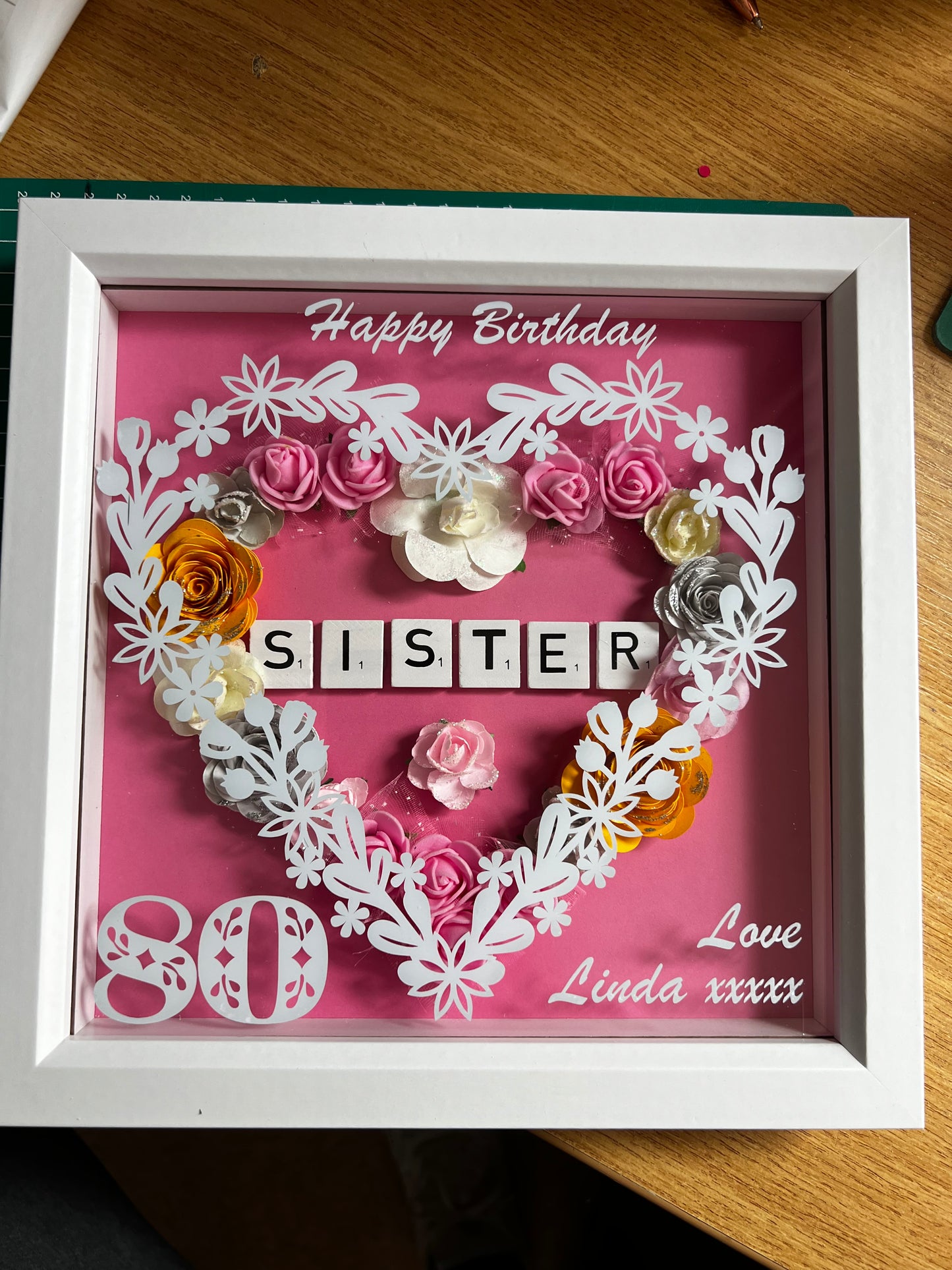 Personalised Birthday floral box frame. Handmade with own words. Birthday keepsake, Mum, Aunt, Sister, friend Birthday gift.