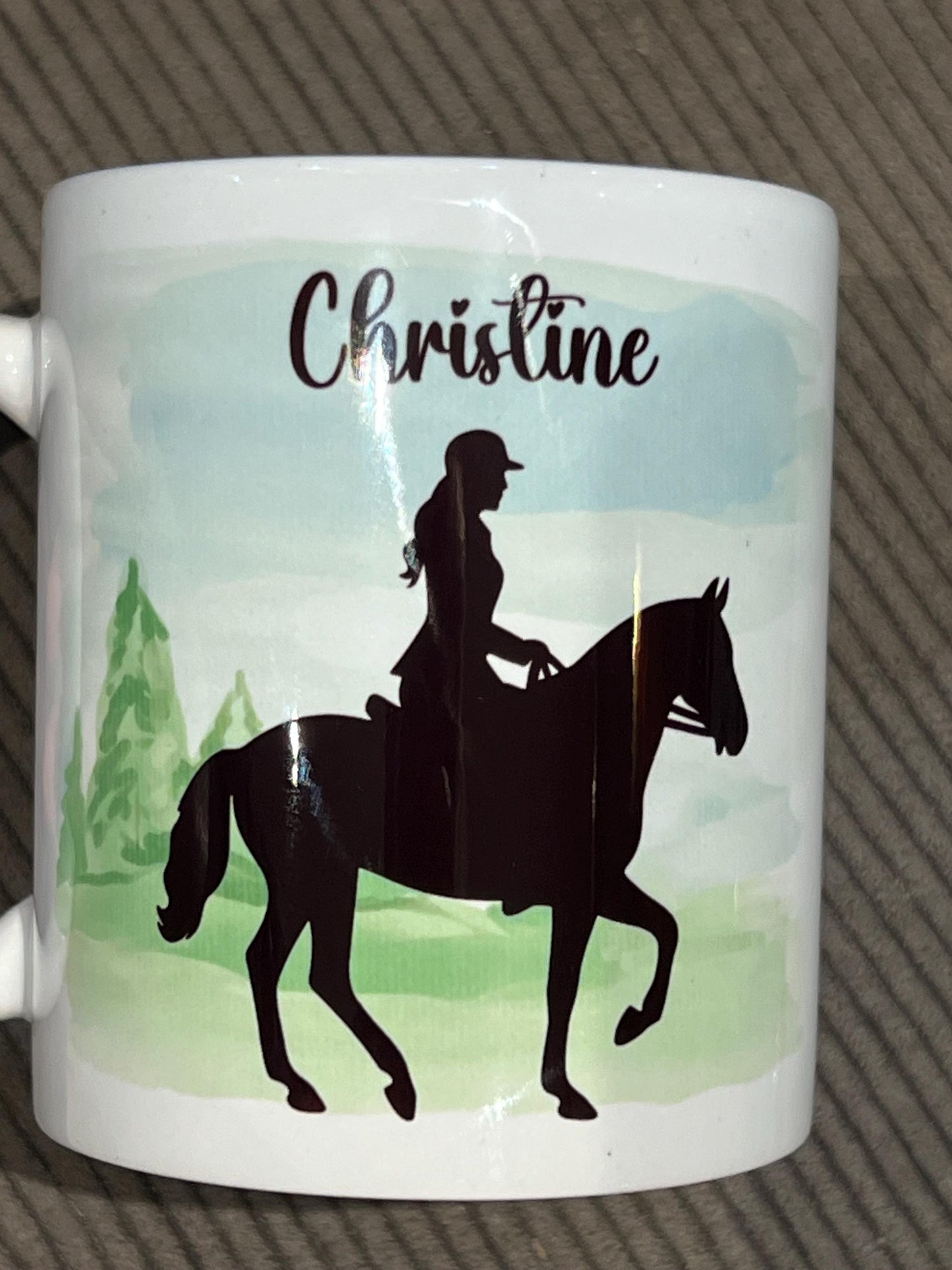 Personalised horse rider mug. 11oz  silhouette horse rider, horse riding,  show jumper, equestrian , Birthday gift Tea-coffee