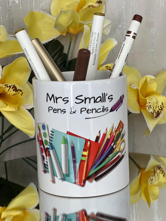 Teacher Gift. Personalised Teacher pens and pencils pot holder.  Choice of both sides School pen pot. End of term gift. Appreciation