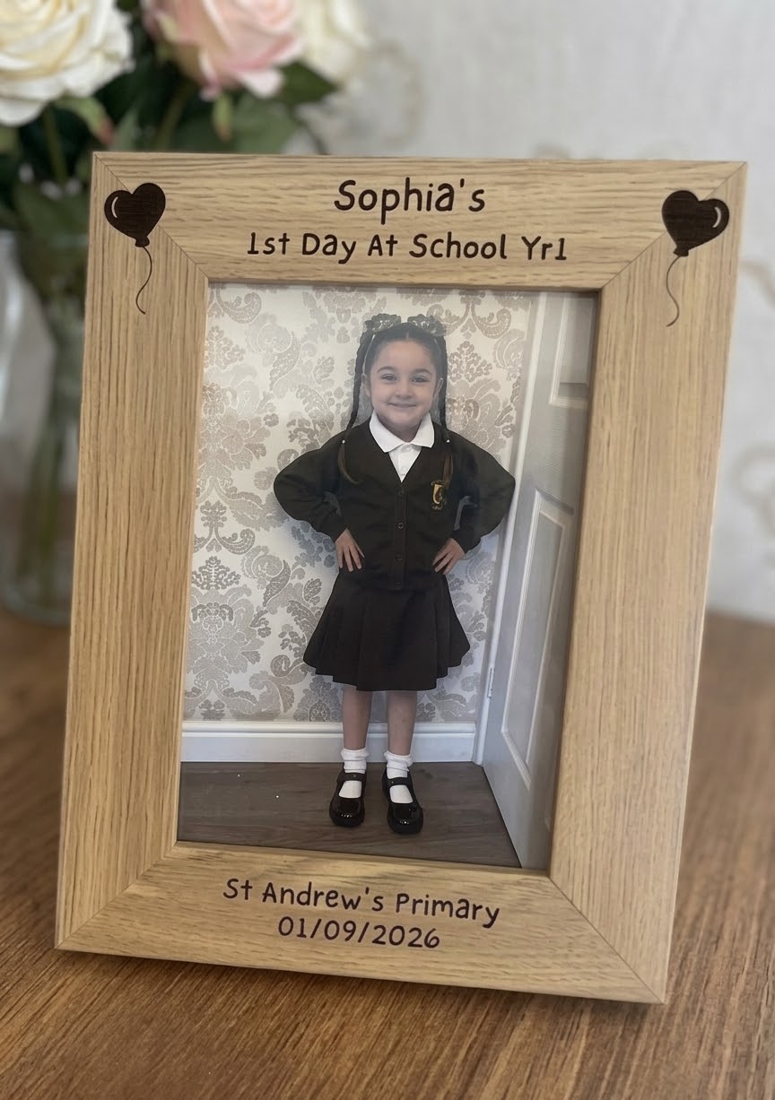 Personalised First Day of School Photo Frame - Oak Effect 6x4