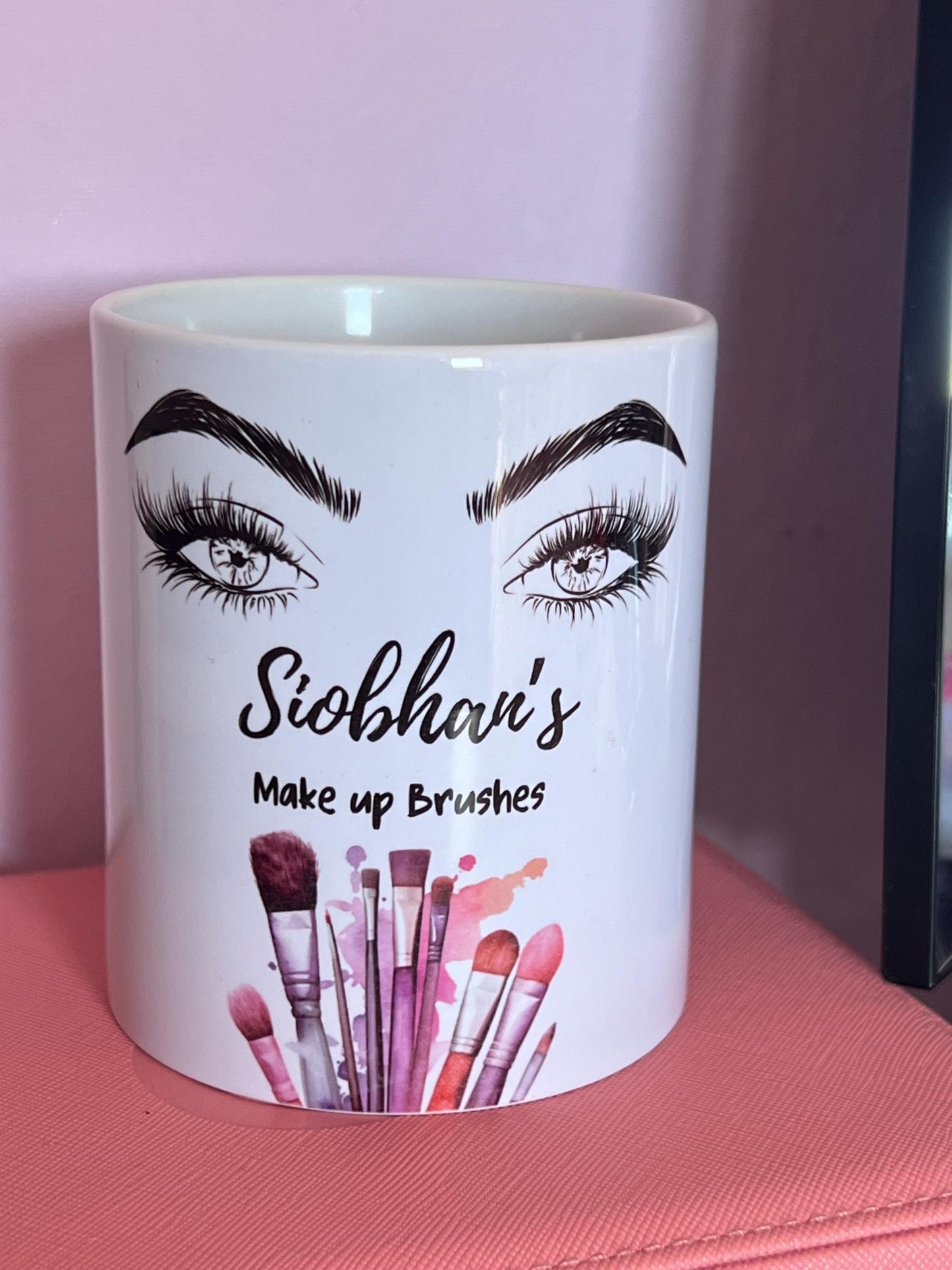 Personalised makeup brush holder, Makeup pot, Makeup brush organiser. great accessories to dressing table. Birthday gift. Eyelashes.